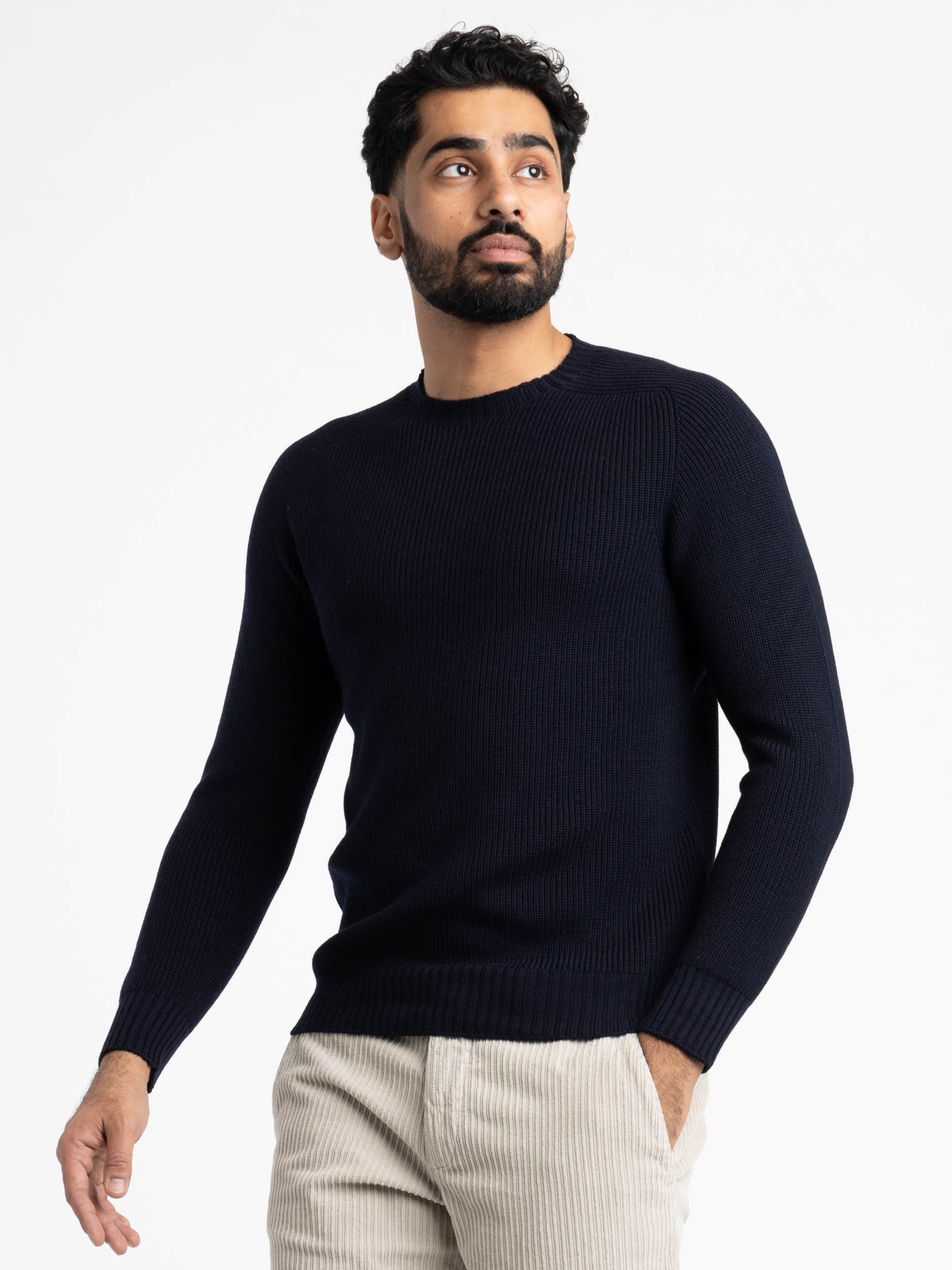 Navy Rain Wool Crewneck