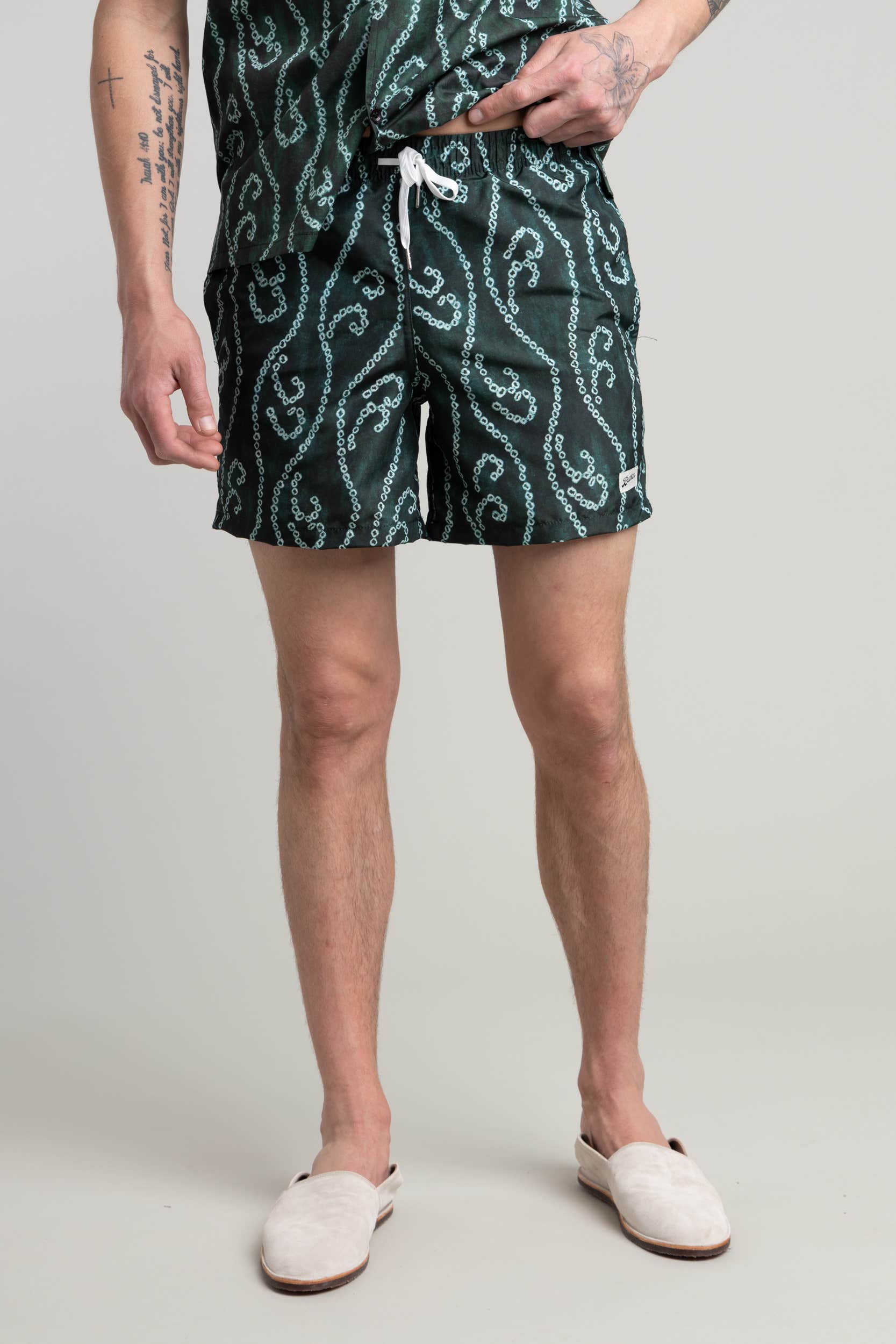 Green Hook and Loop Swim Trunk