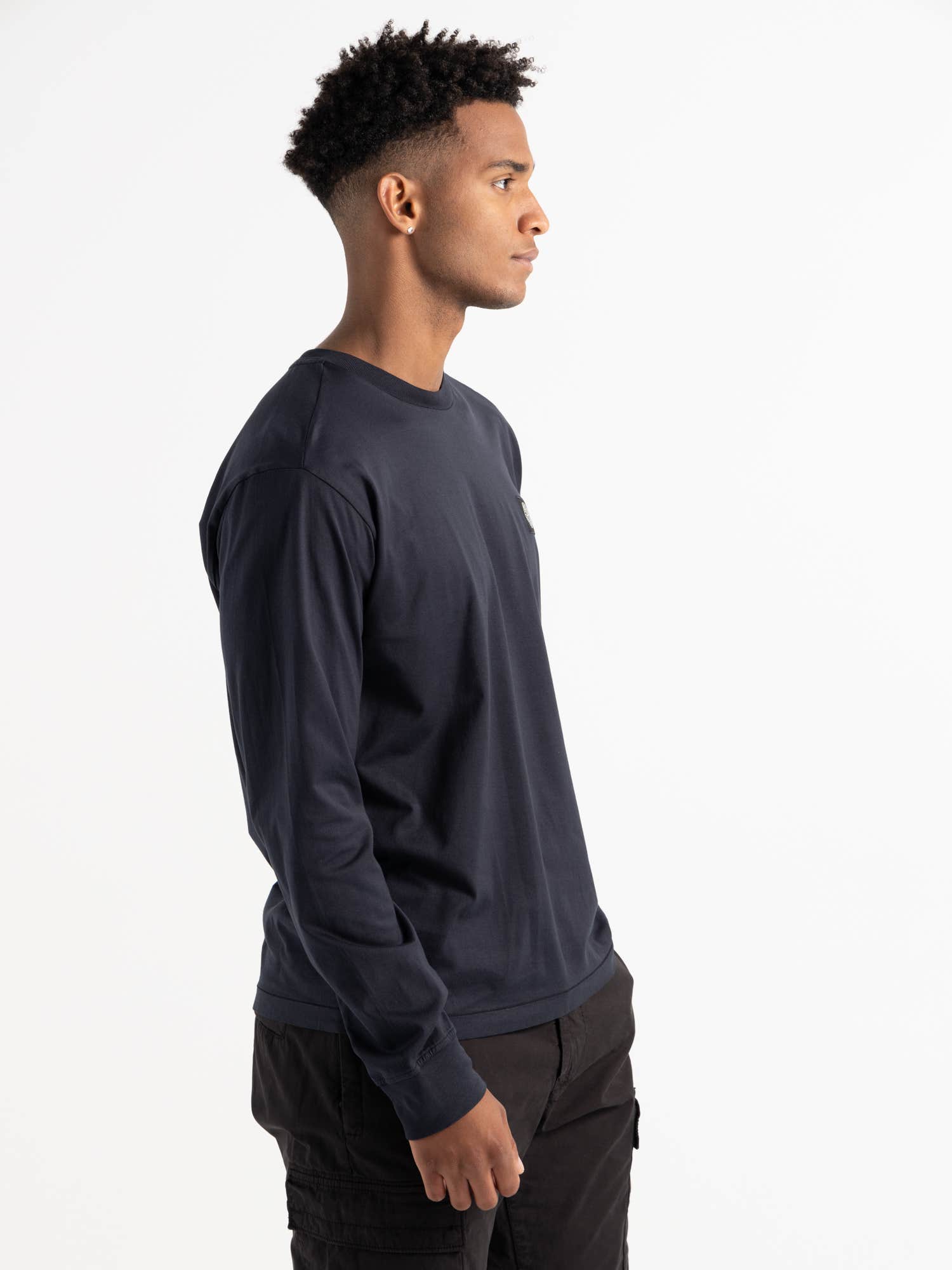 Navy Cotton Long Sleeve T-Shirt