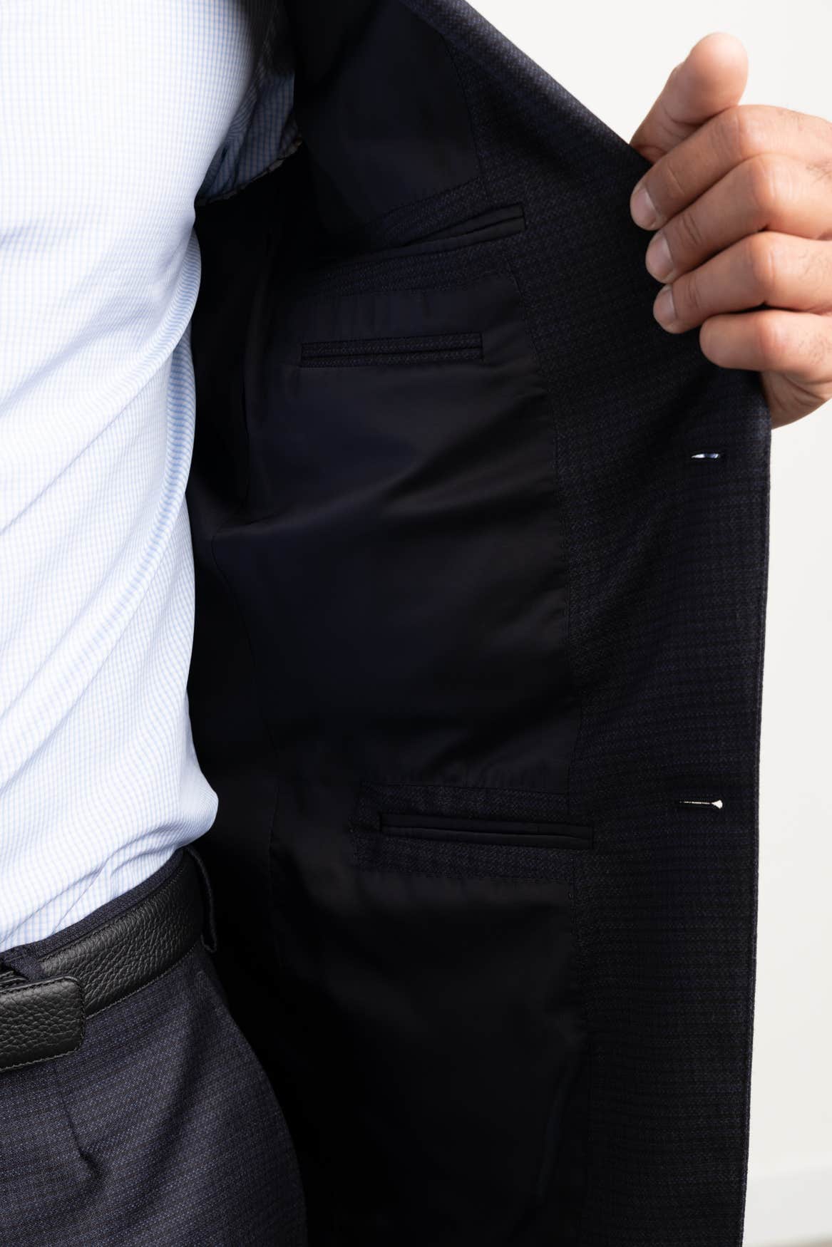 Navy Micro Check Suit