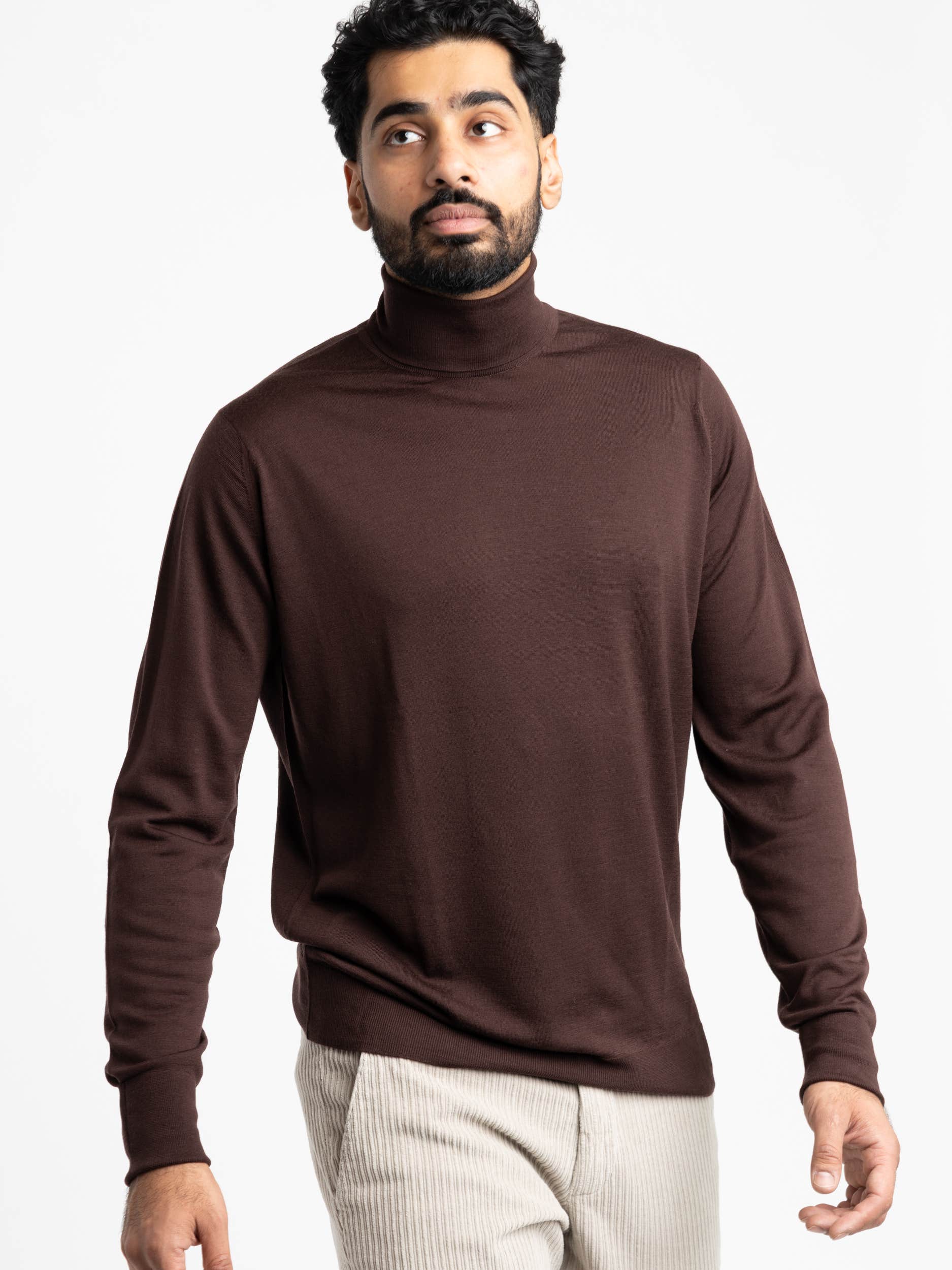 Truffle Brown Wool Richards Roll-neck