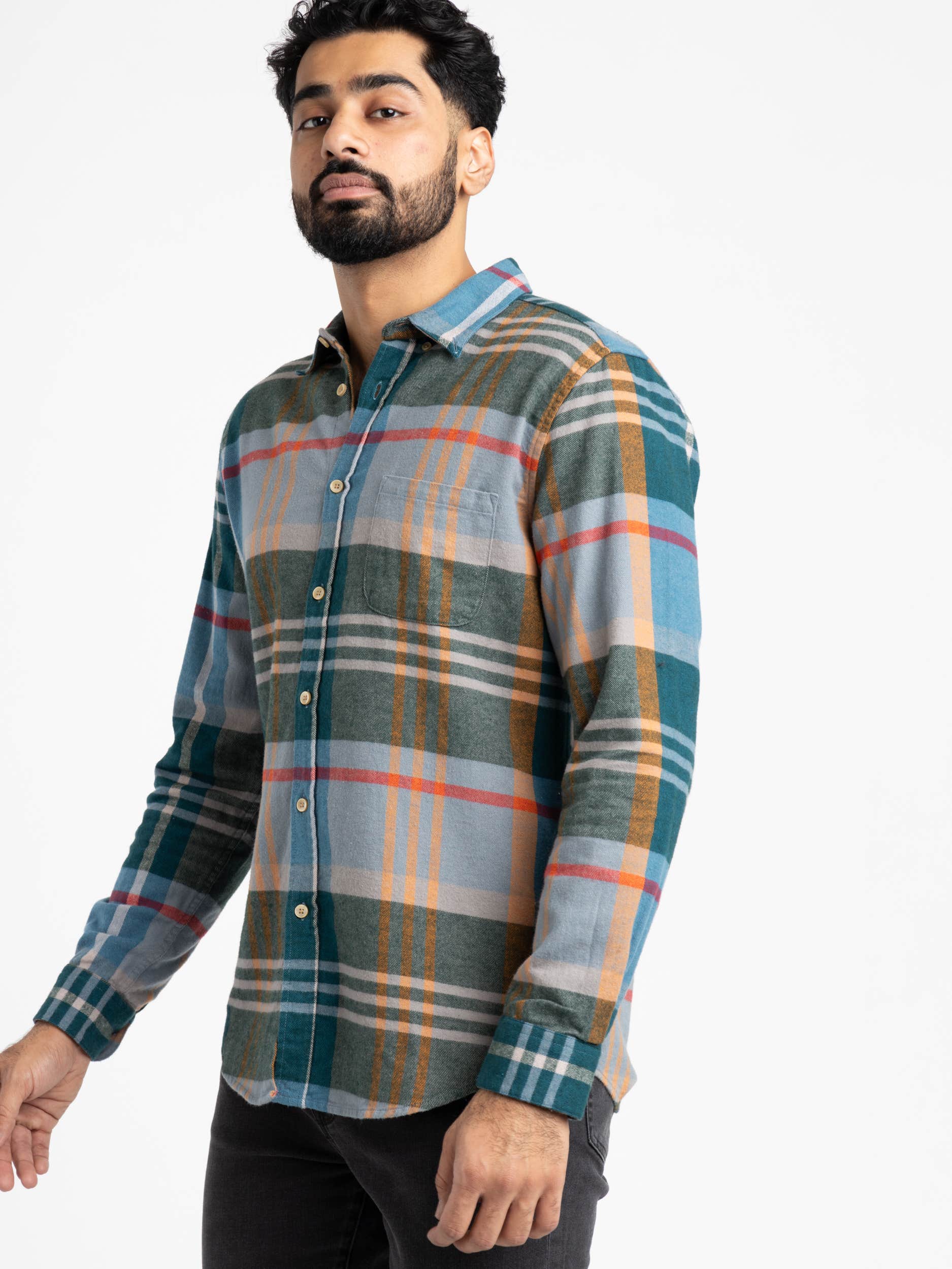 Green Multi-Check Realm Flannel Shirt