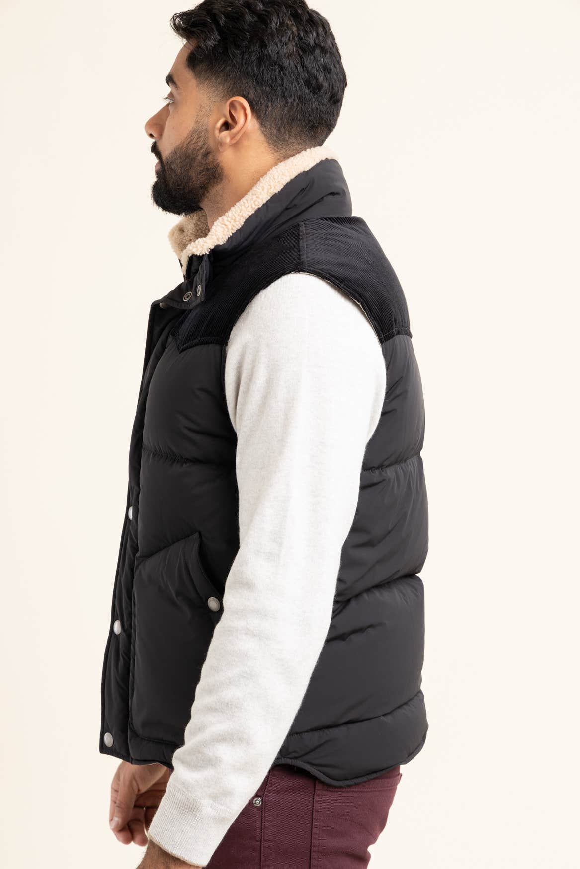 Cotton-Corduroy and Shearling-Trimmed Shell Down Vest