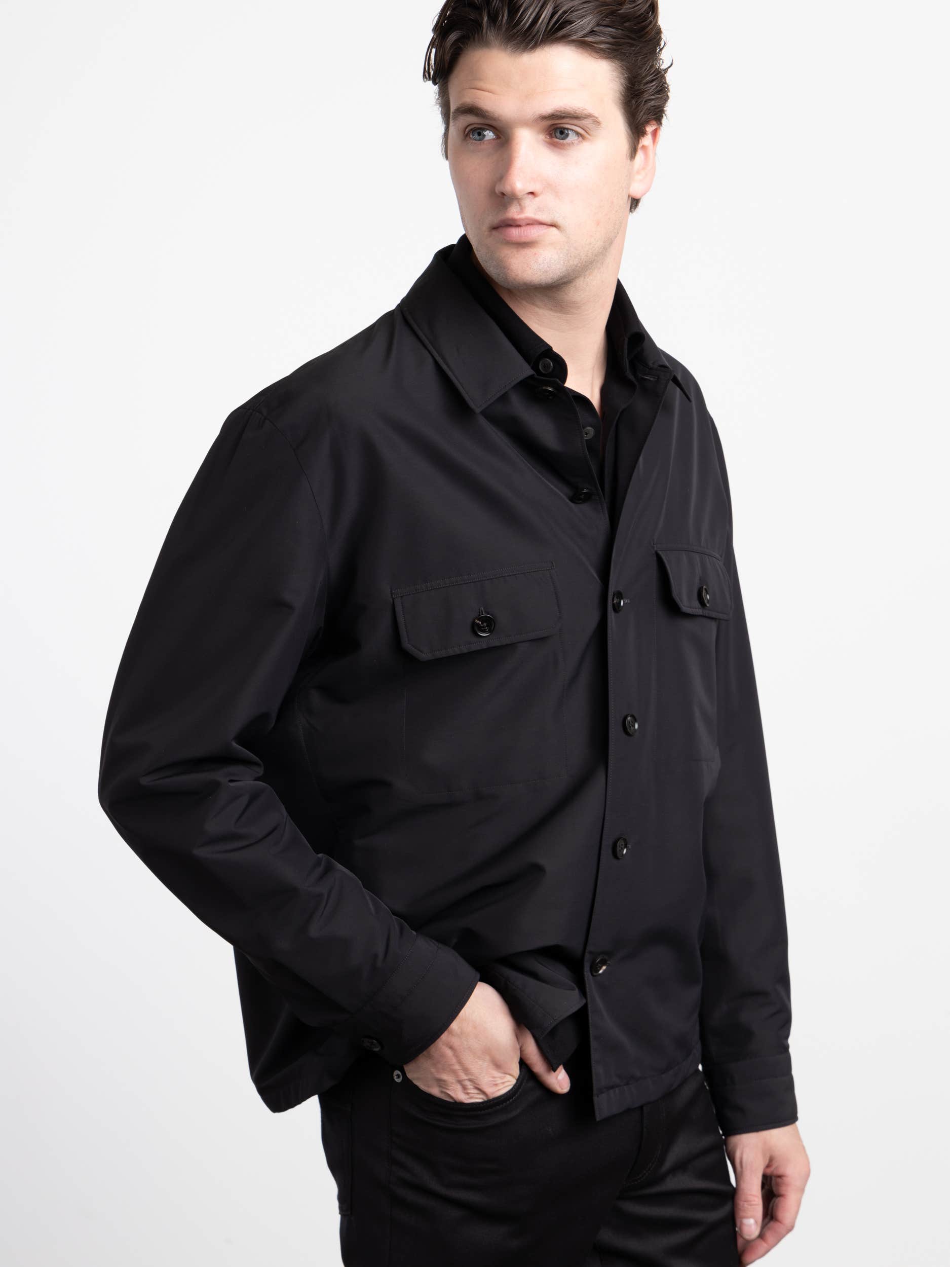 Black High Performance™ Wool Overshirt