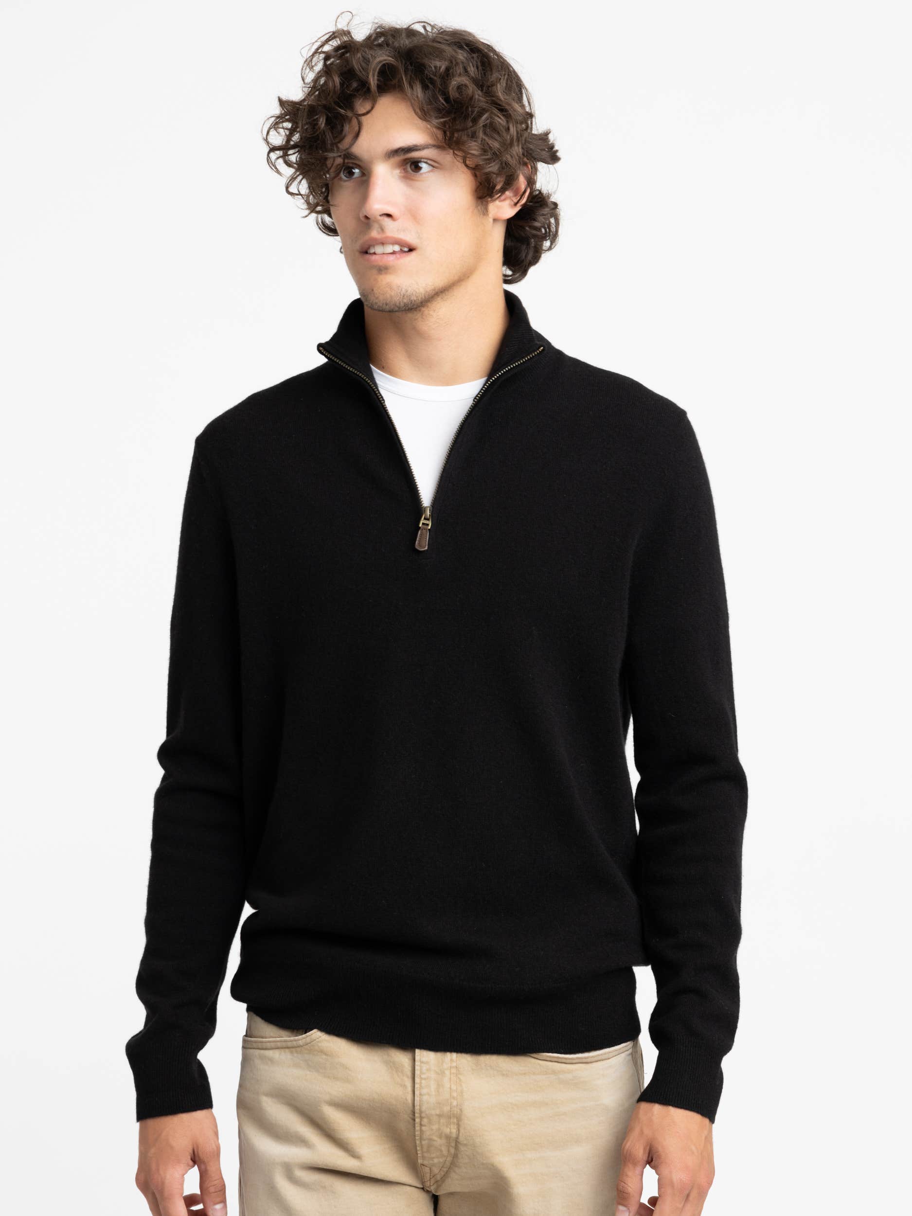 Black Wool Quarter Zip