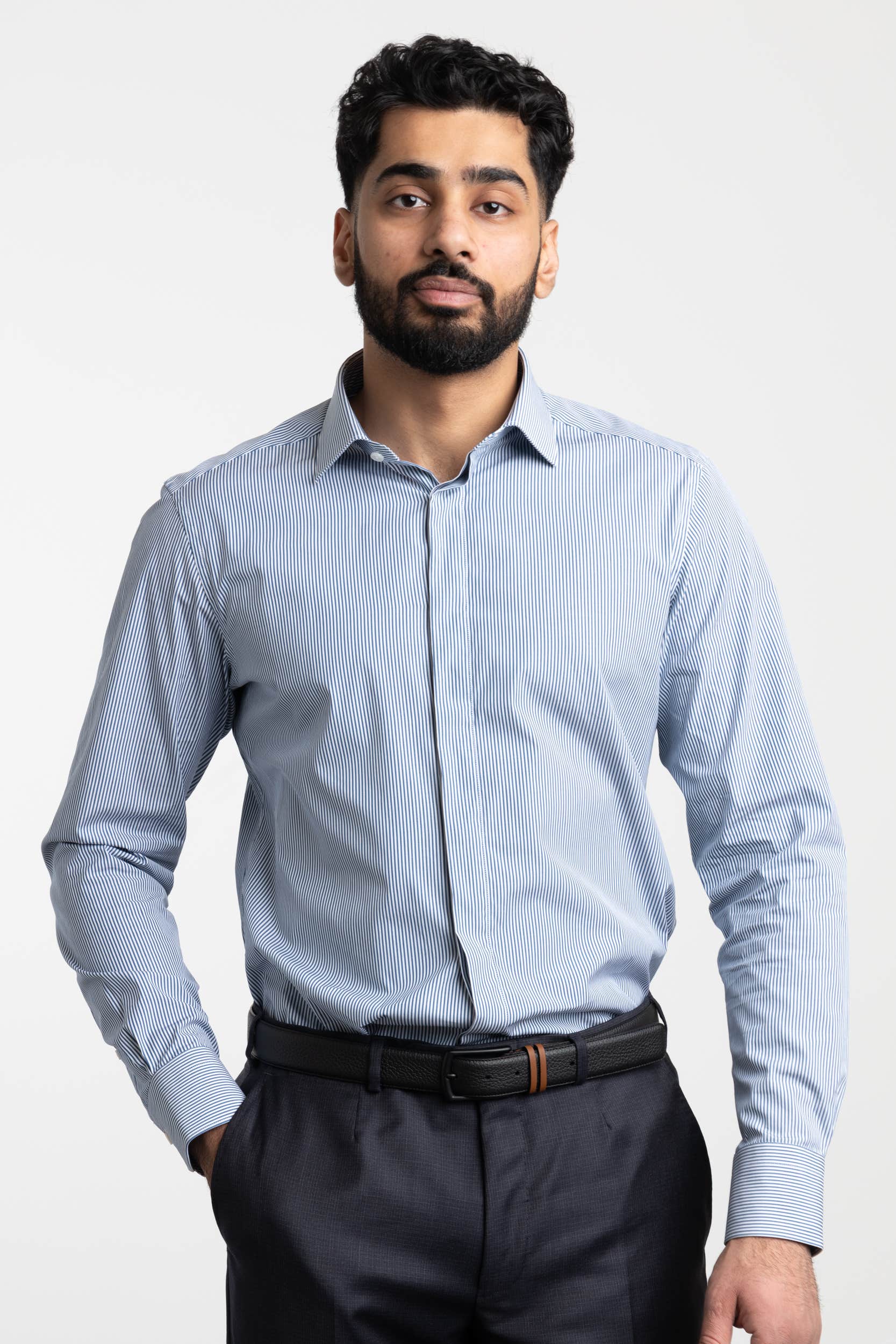 Trofeo Comfort Blue Stripe Dress Shirt