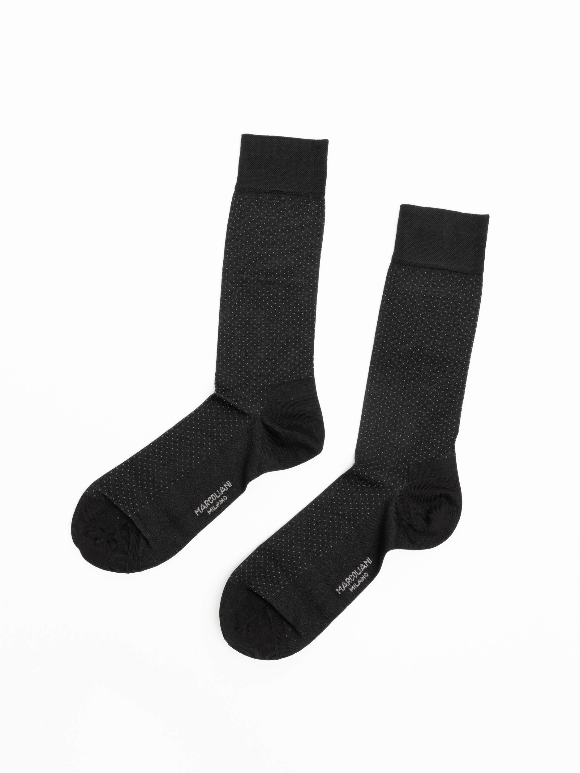 Black Micro Polka-Dot Pindot Dress Sock