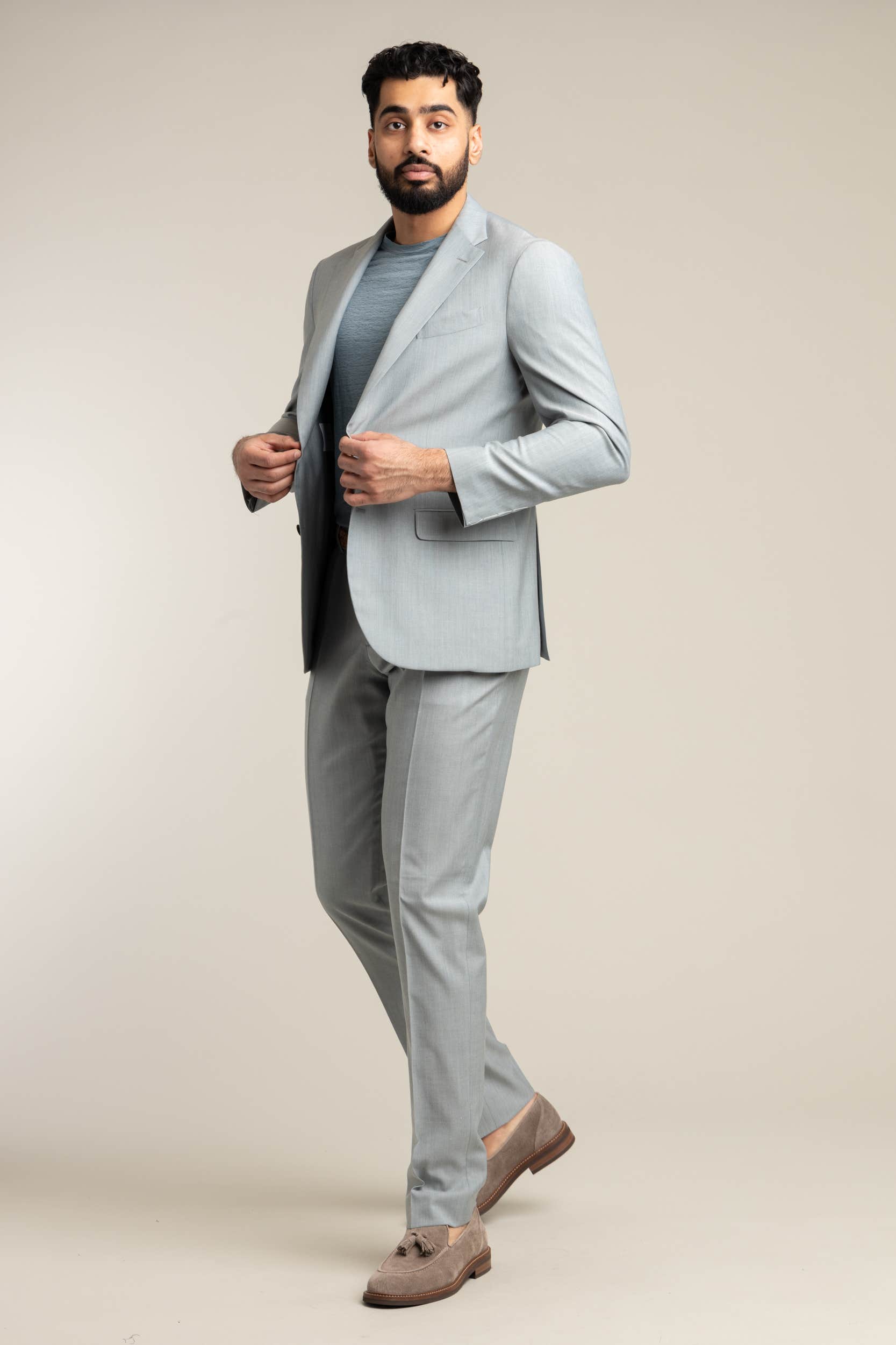 Light Grey Virgin Wool and Lyocell K-Suit