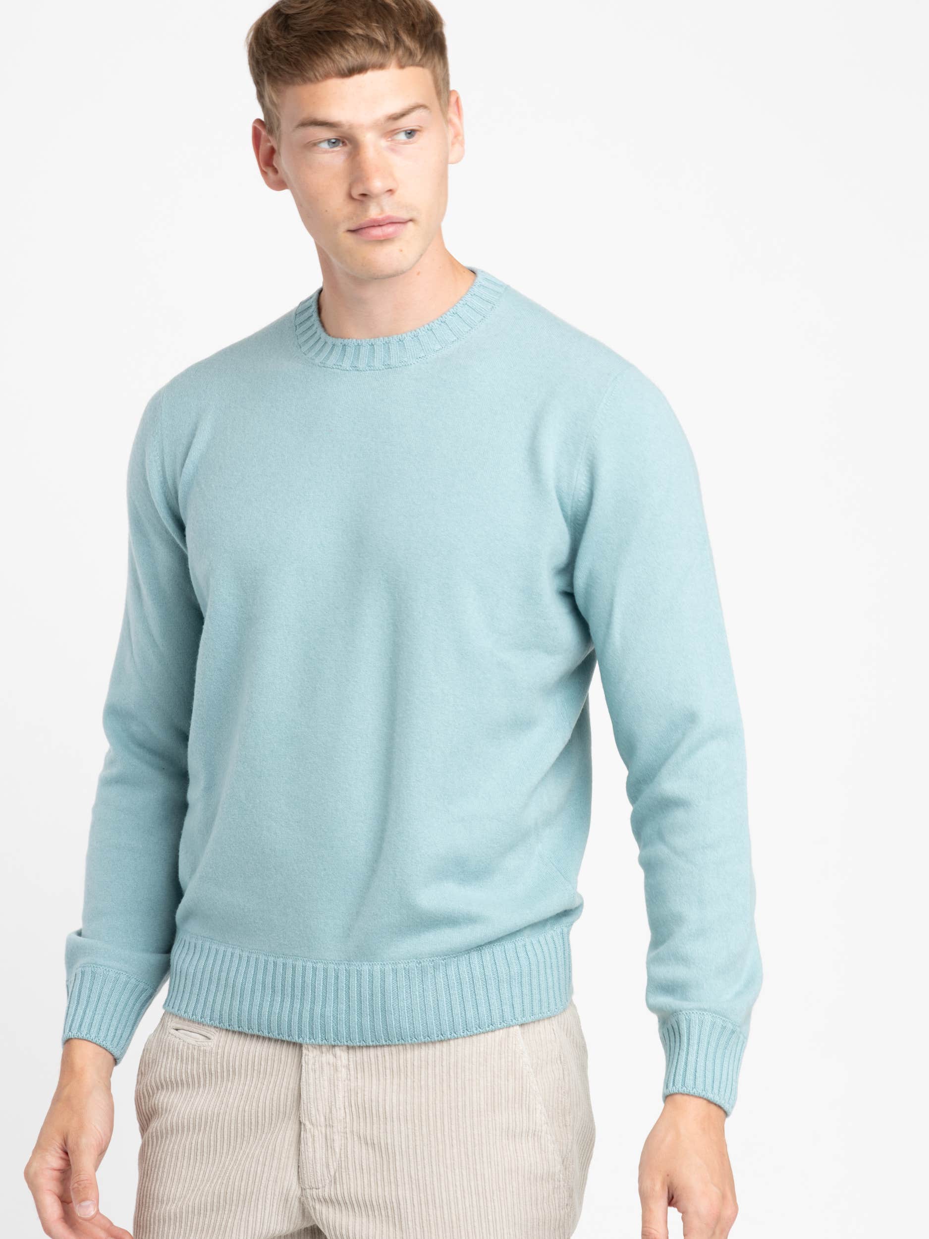 Light Blue Felted Cashmere Crewneck
