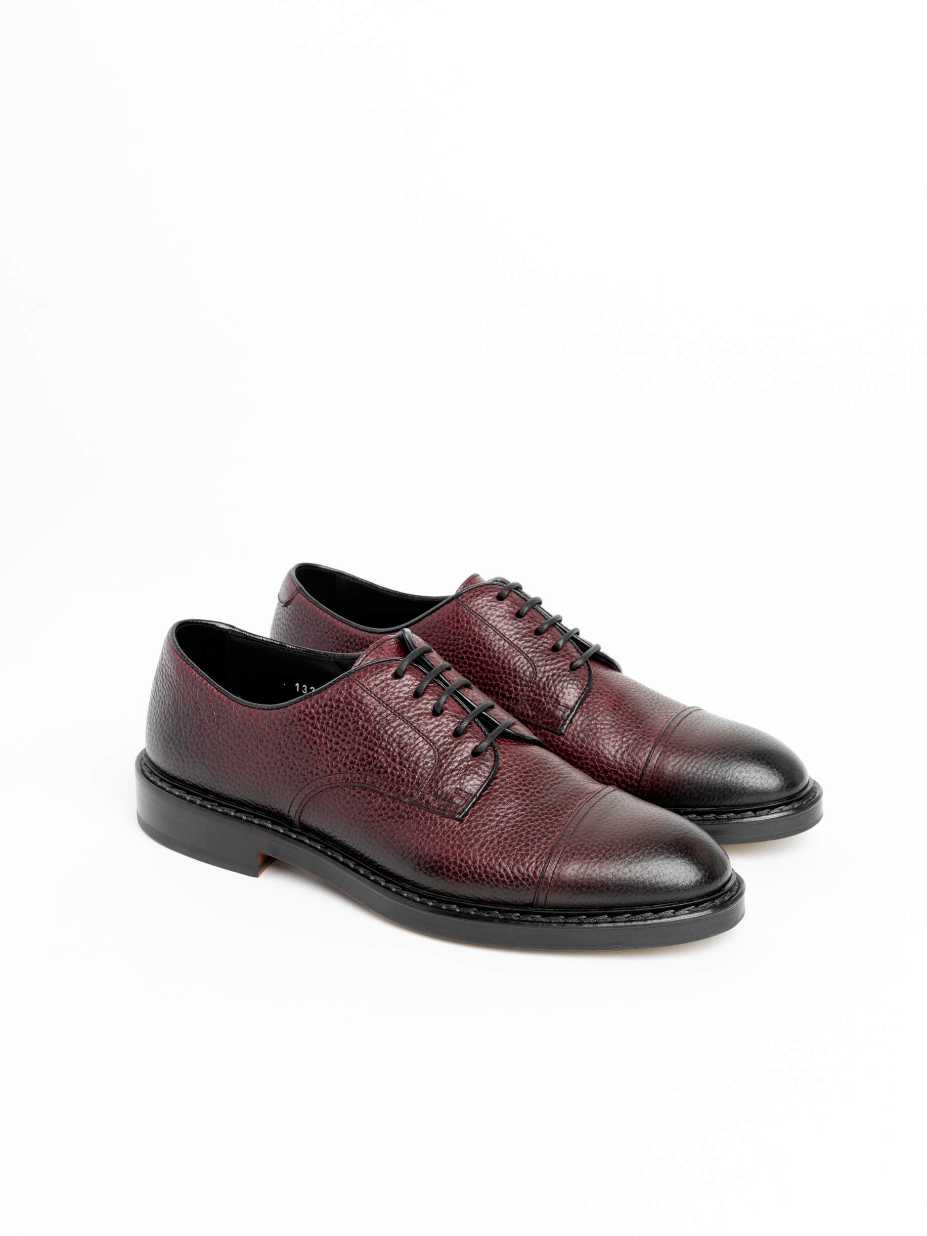 Plum Tumbled Leather Lace-Up Shoes