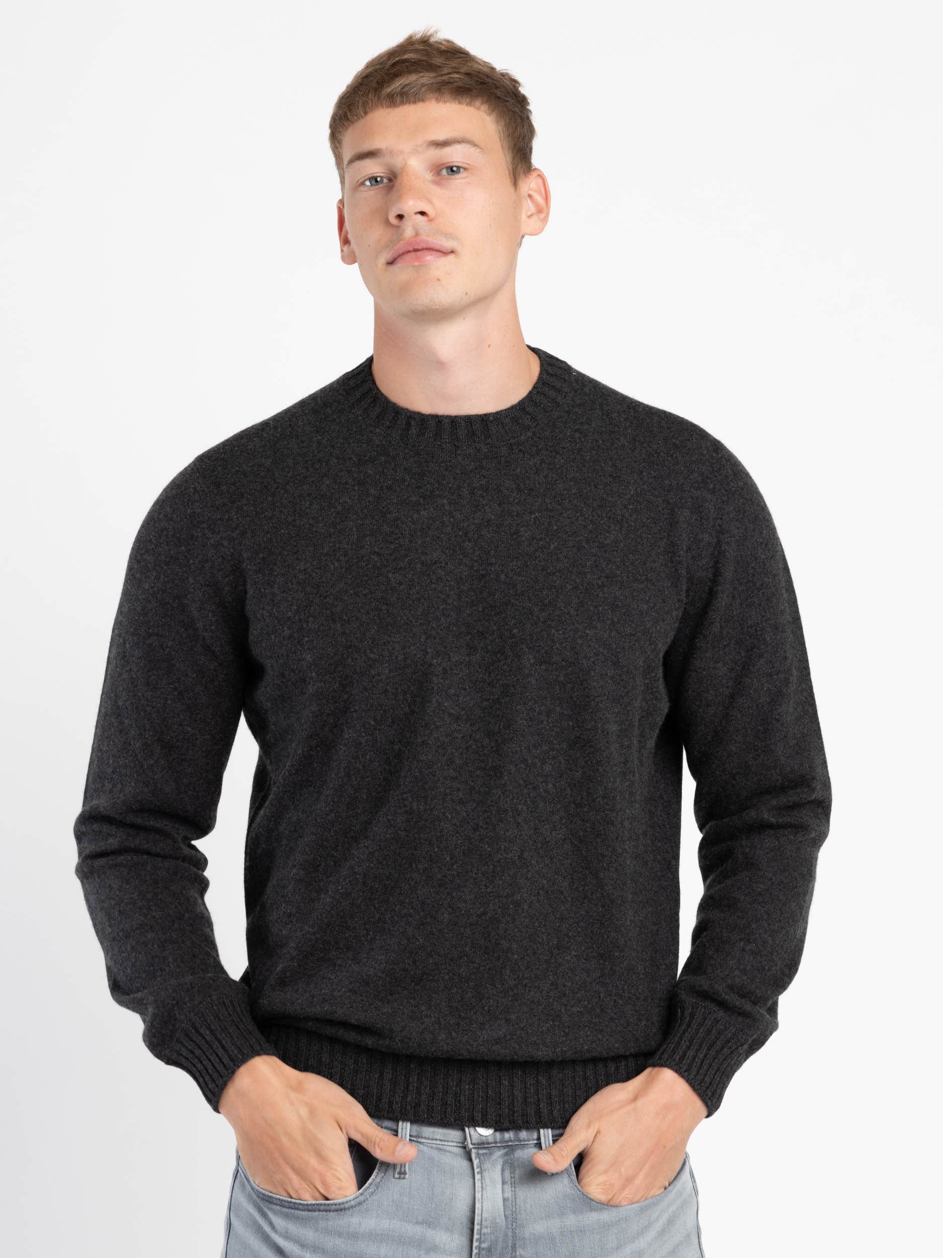 Grey Felted Cashmere Crewneck