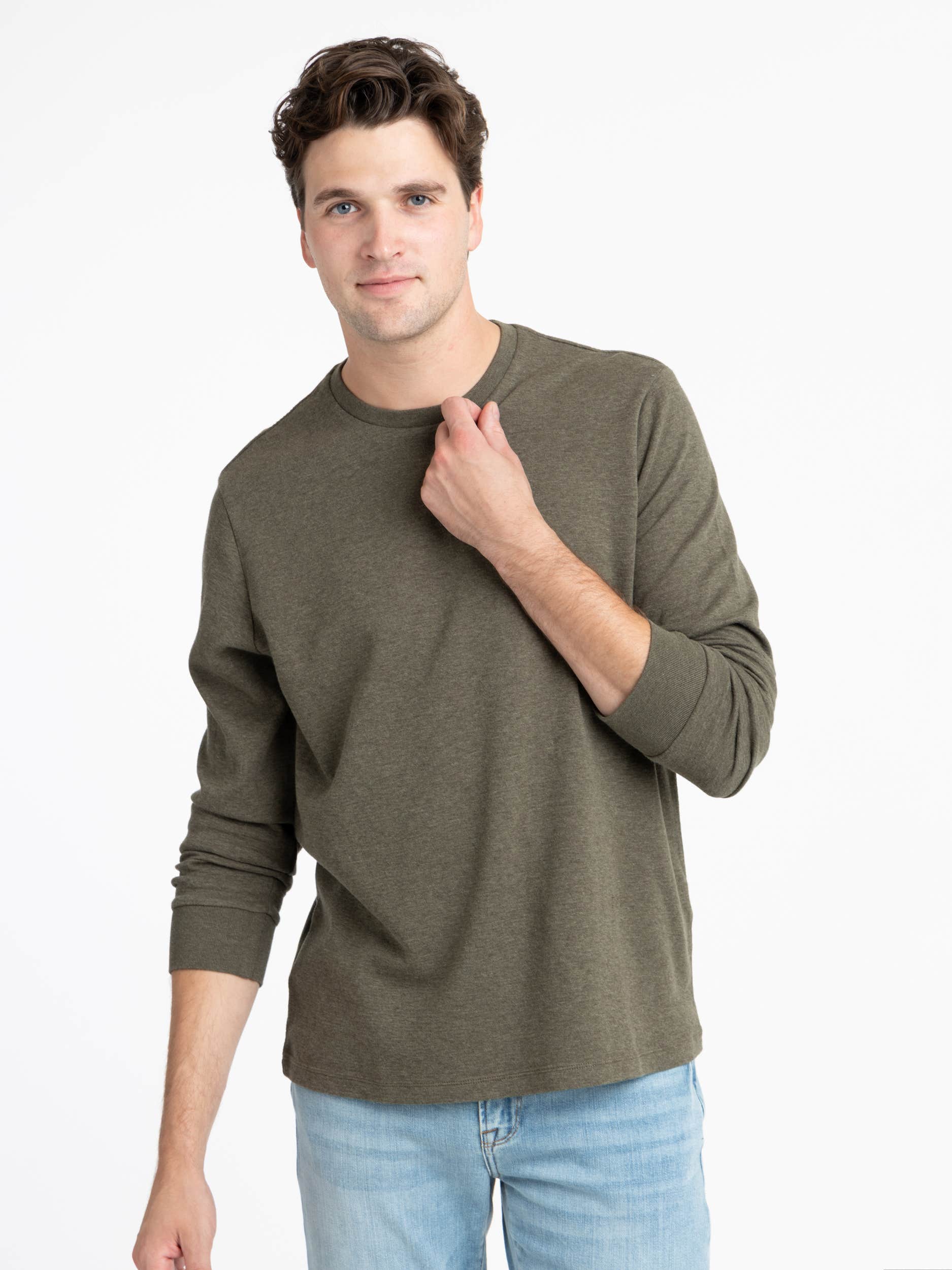 Olive Green Duo Fold Long Sleeve Crew