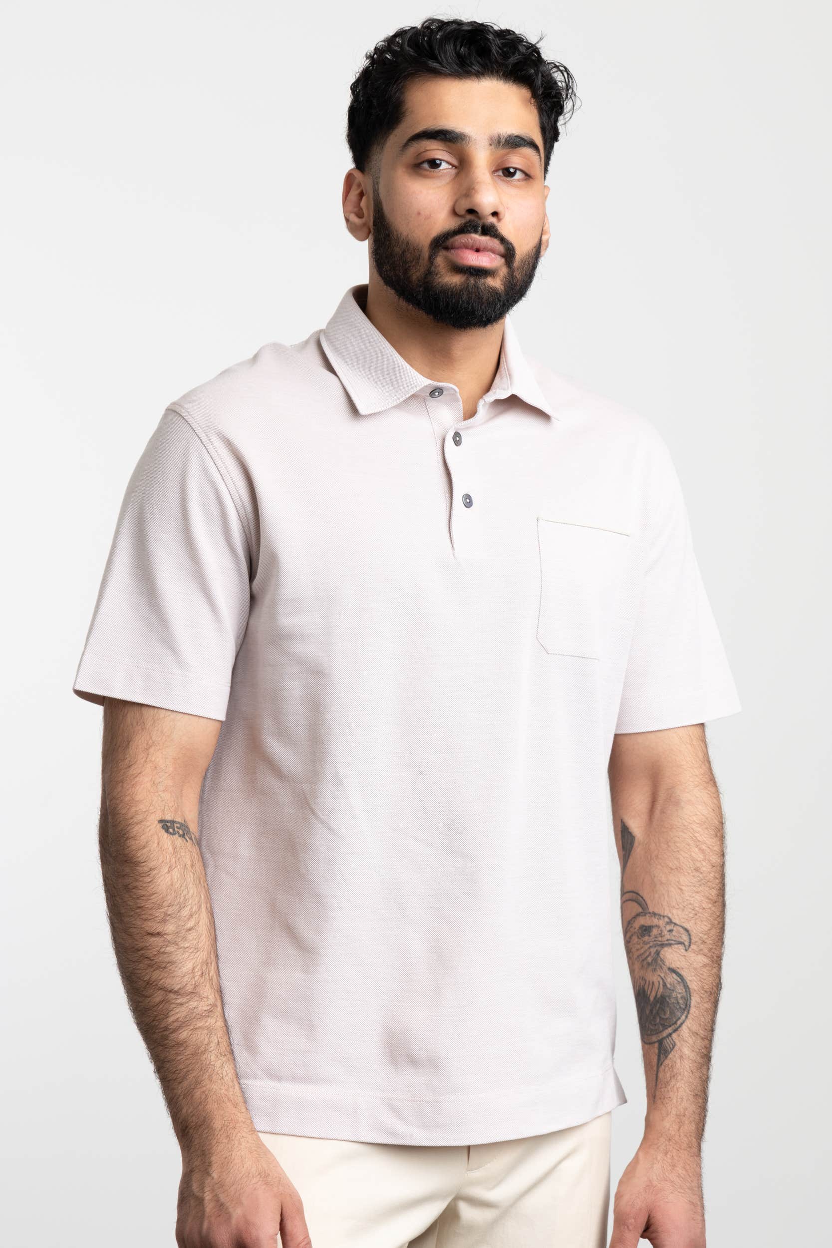 Tan Pique-Cotton Polo