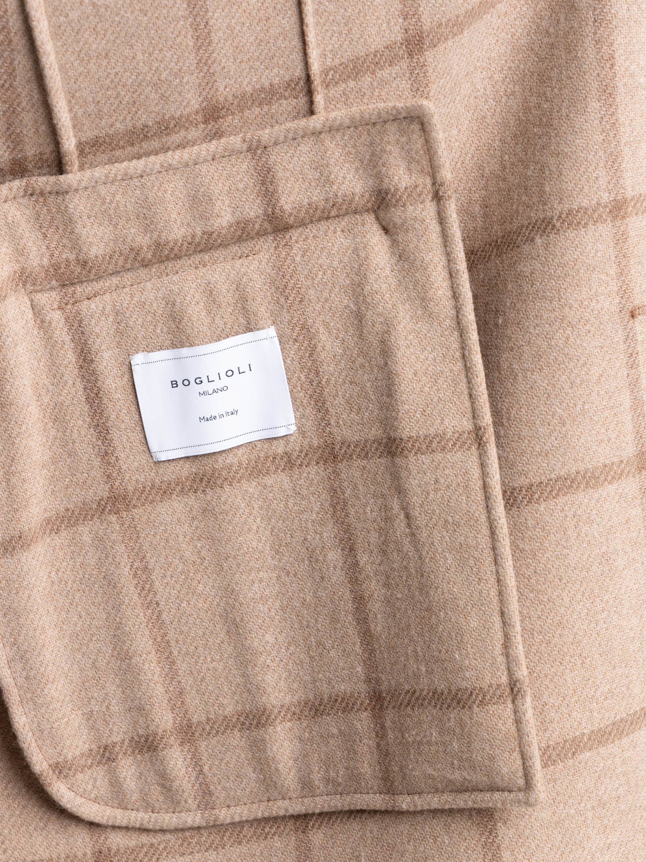 Beige Check Wool-Cashmere Coat