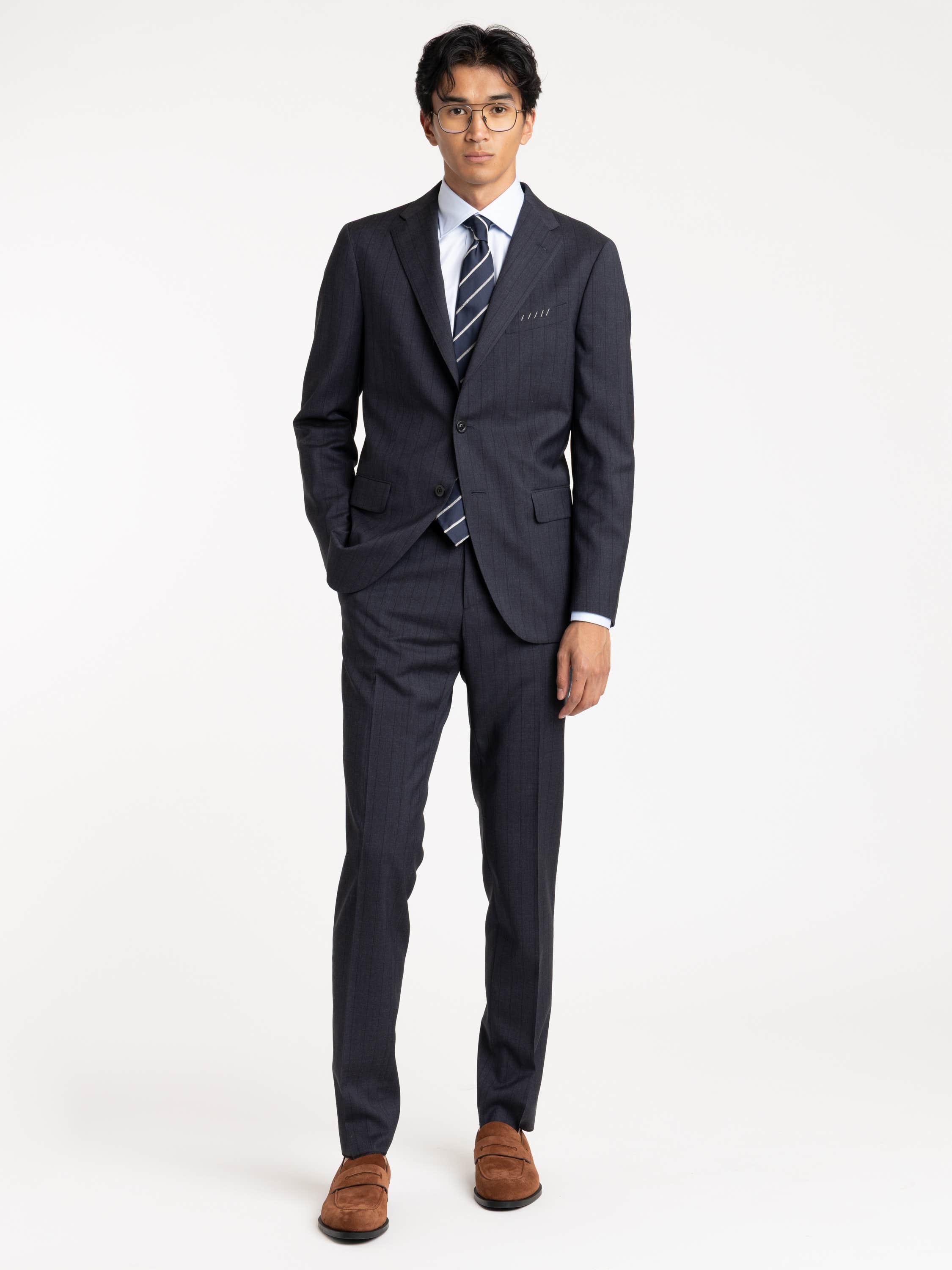 Black Stripe Navy Suit