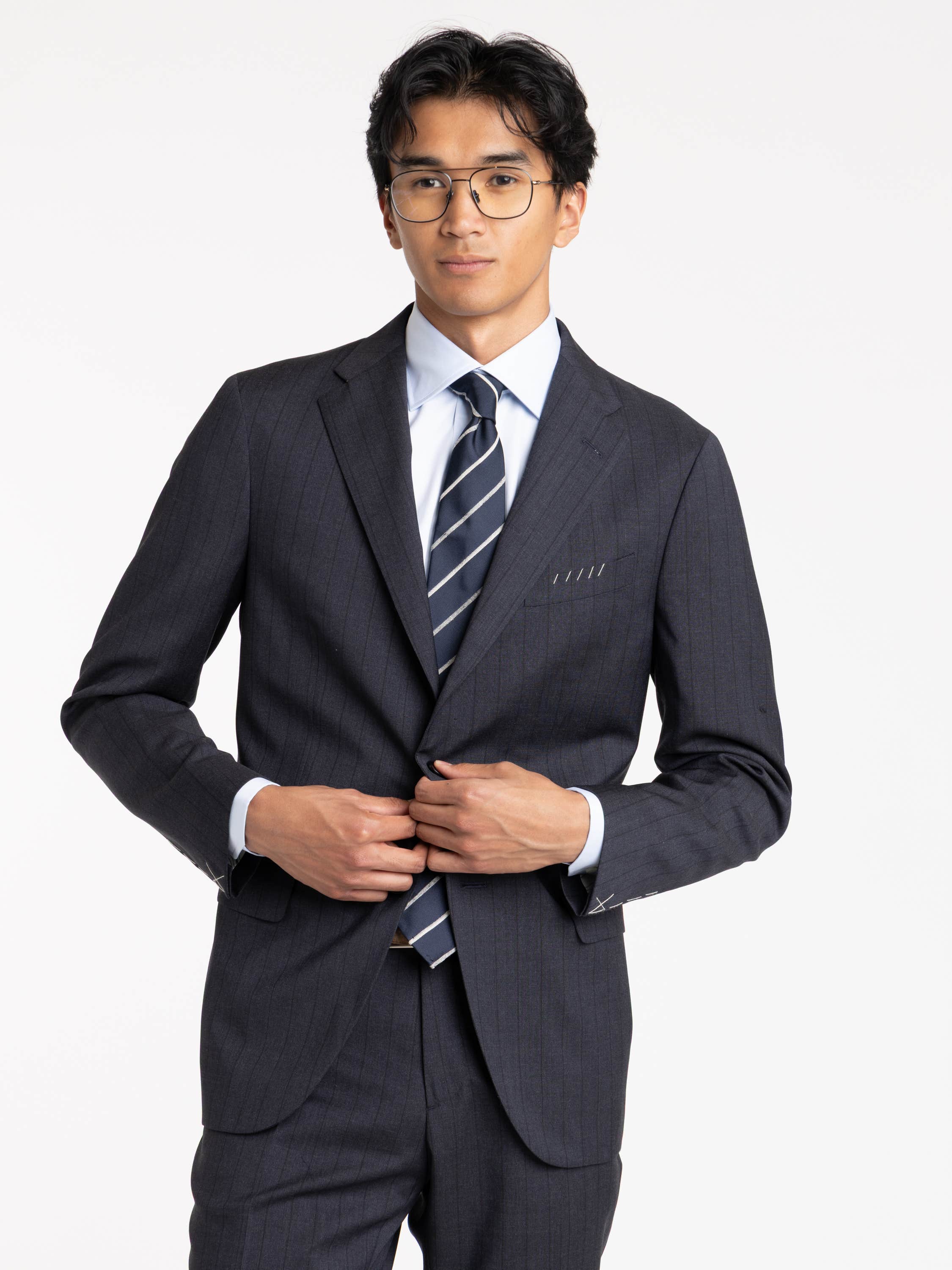 Black Stripe Navy Suit