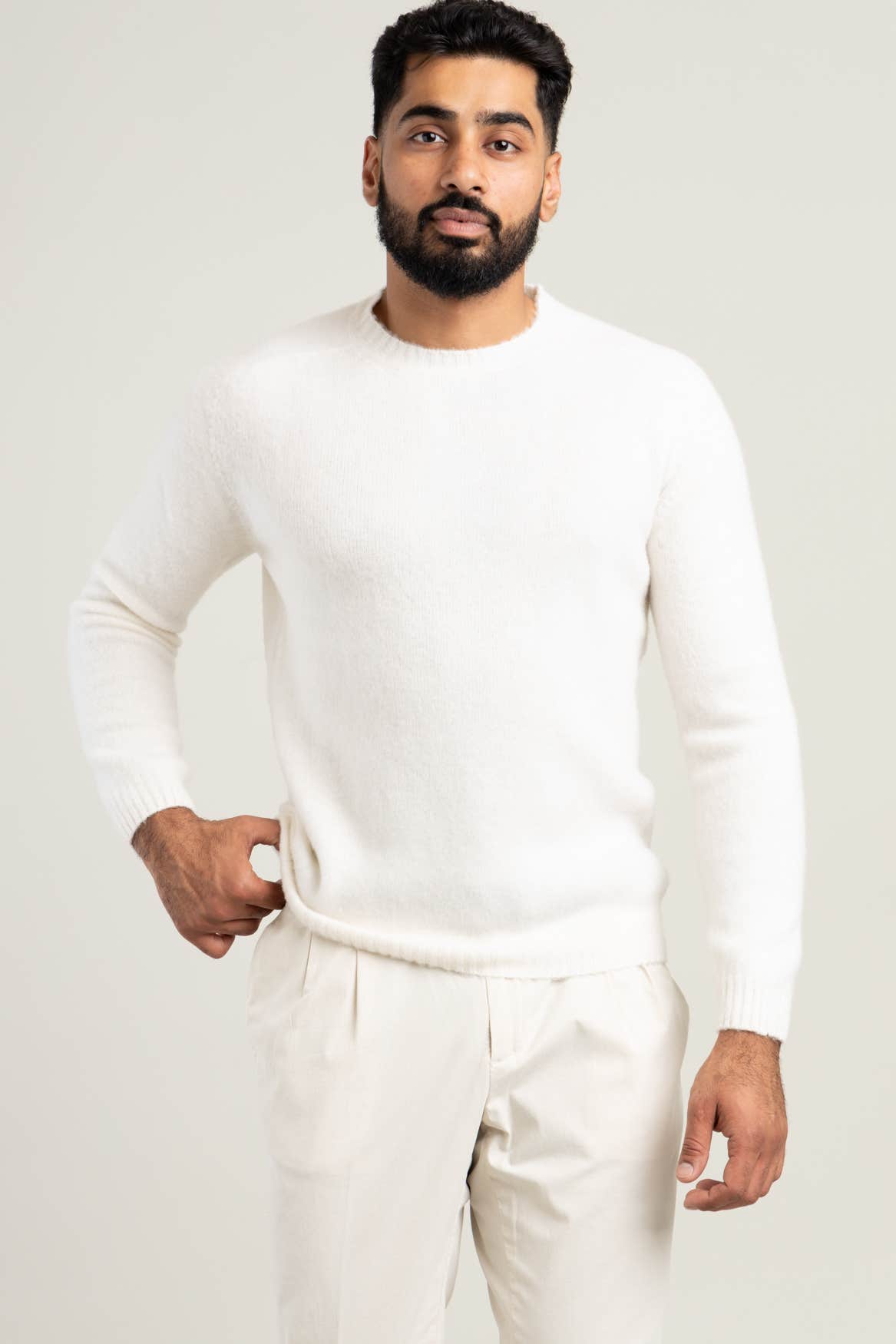 White Wool Crewneck Sweater