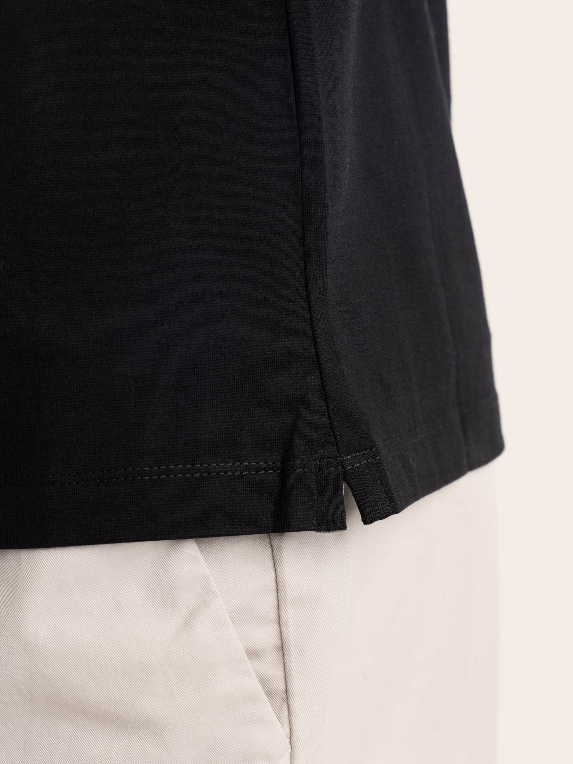 Black Cotton Jersey Polo Shirt-Style Collar