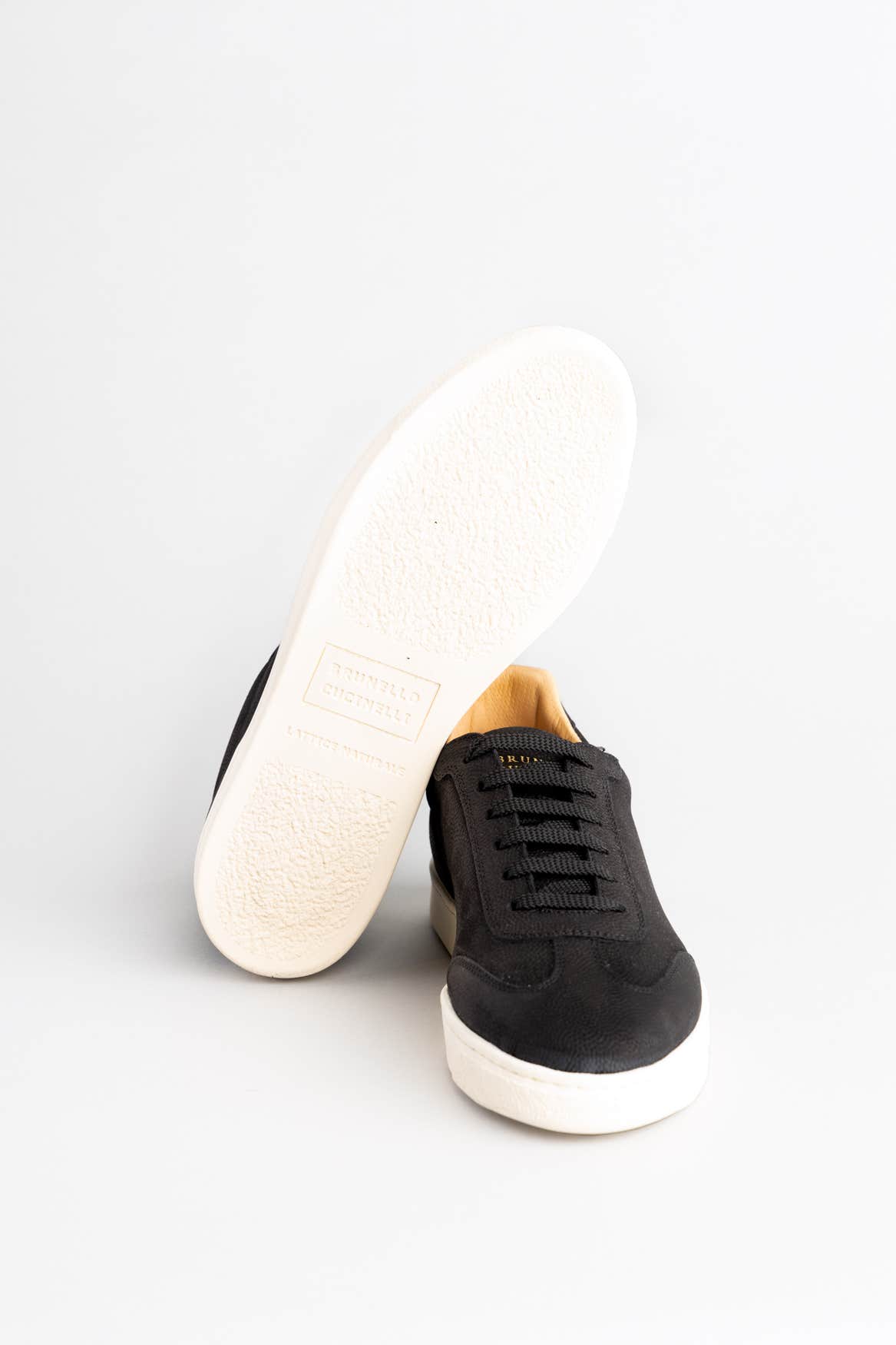 BLACK GRAINED CALFSKIN SNEAKERS