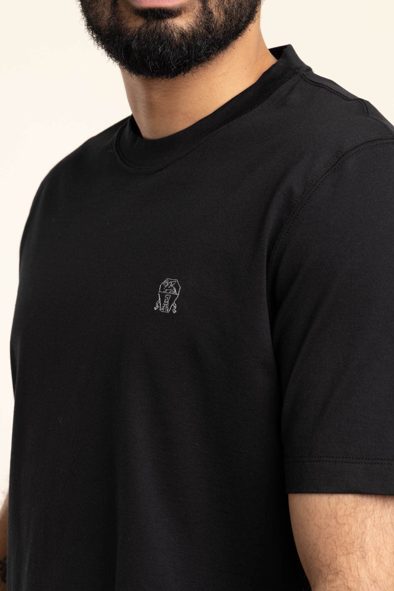 Black Jersey Slim Fit Logo T-Shirt