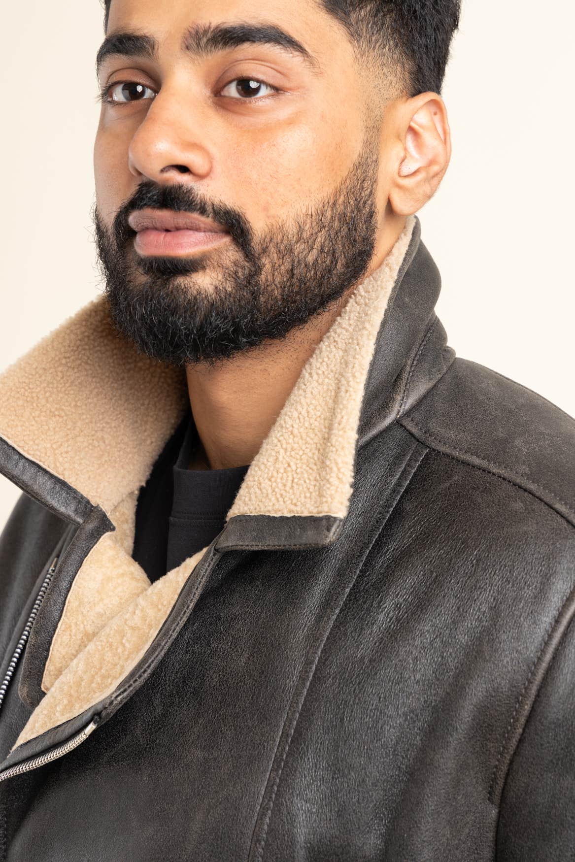 Black Shearling Moto Jacket