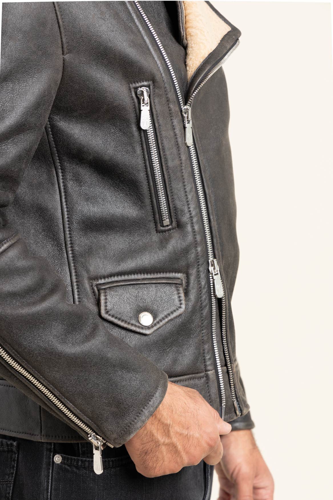 Black Shearling Moto Jacket