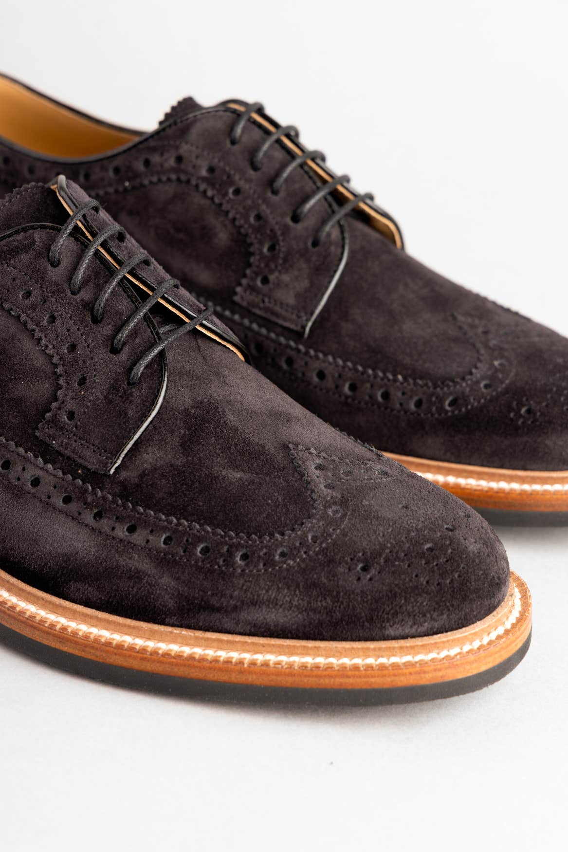 BLACK SUEDE BROGUE LONGWING DERBY