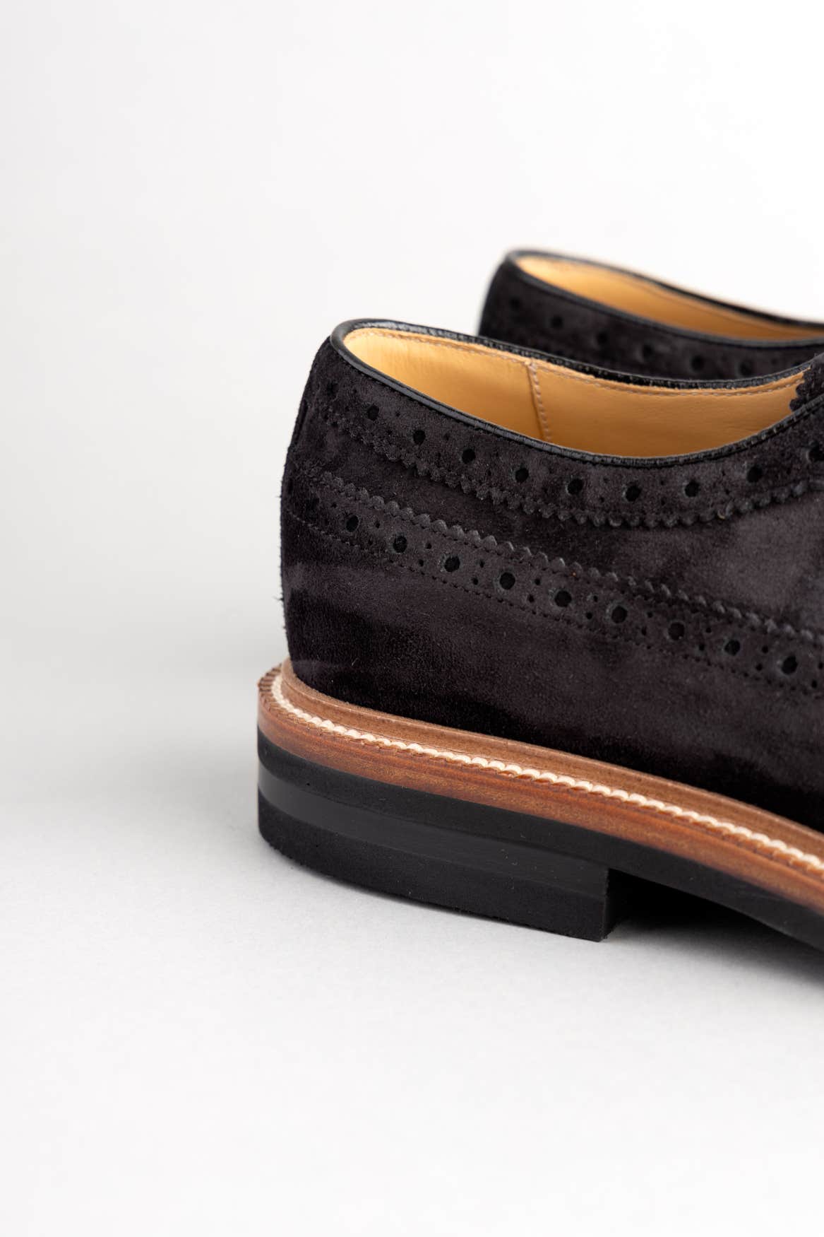BLACK SUEDE BROGUE LONGWING DERBY