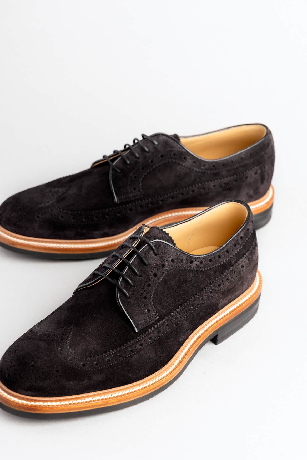 BLACK SUEDE BROGUE LONGWING DERBY