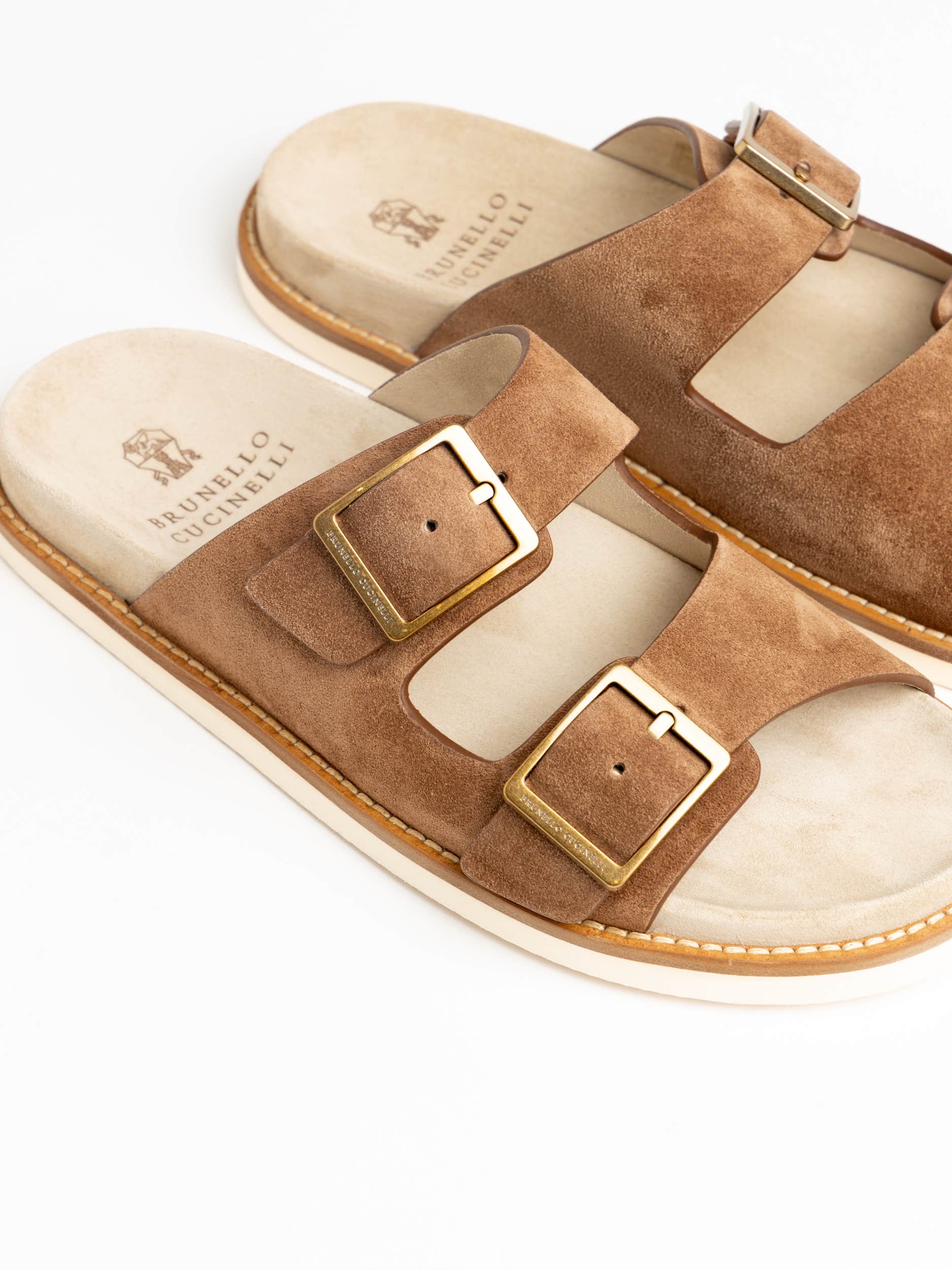 Brown Suede Slides