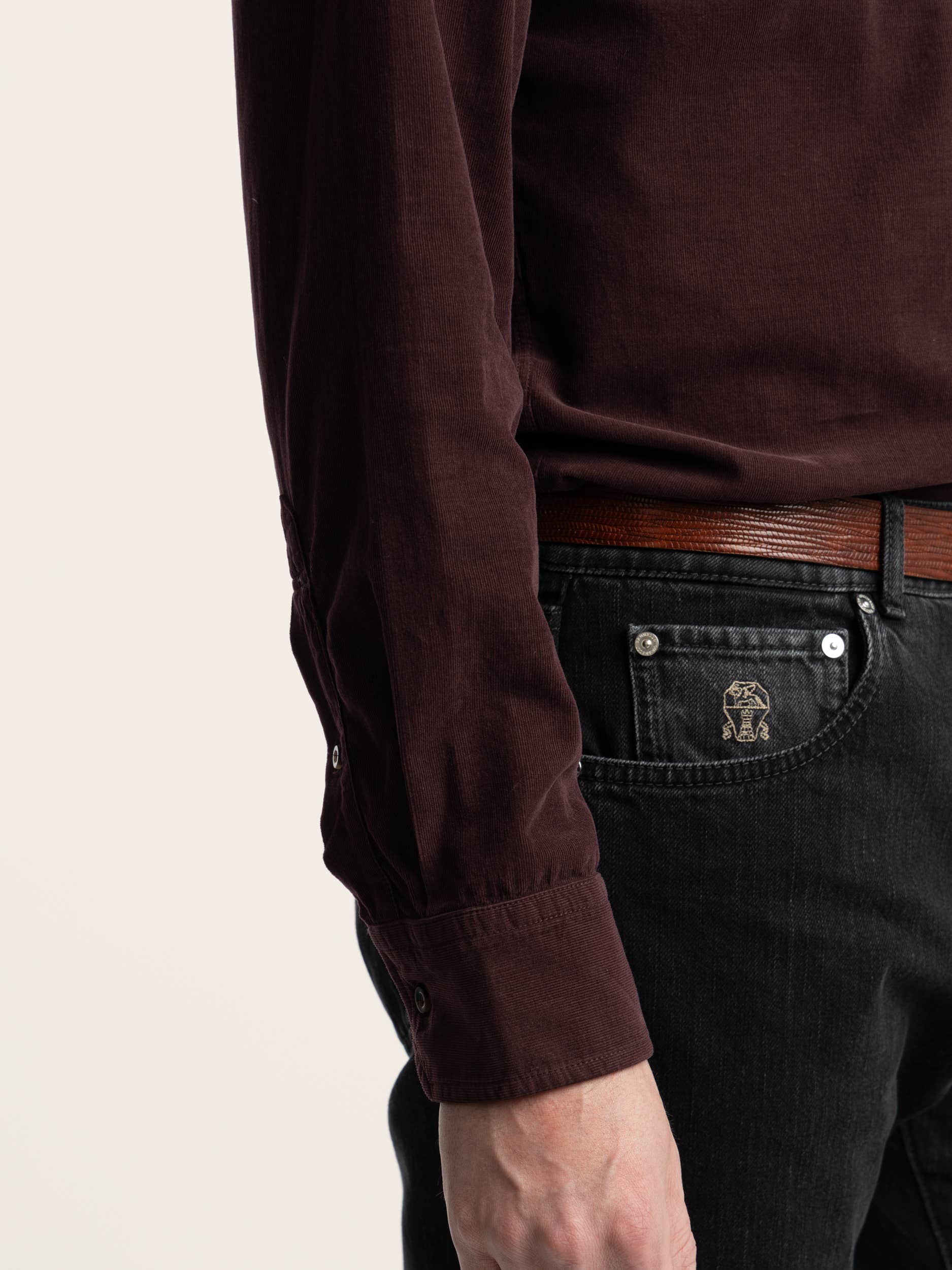 Burgundy Western Button-Up Cotton Shirt
