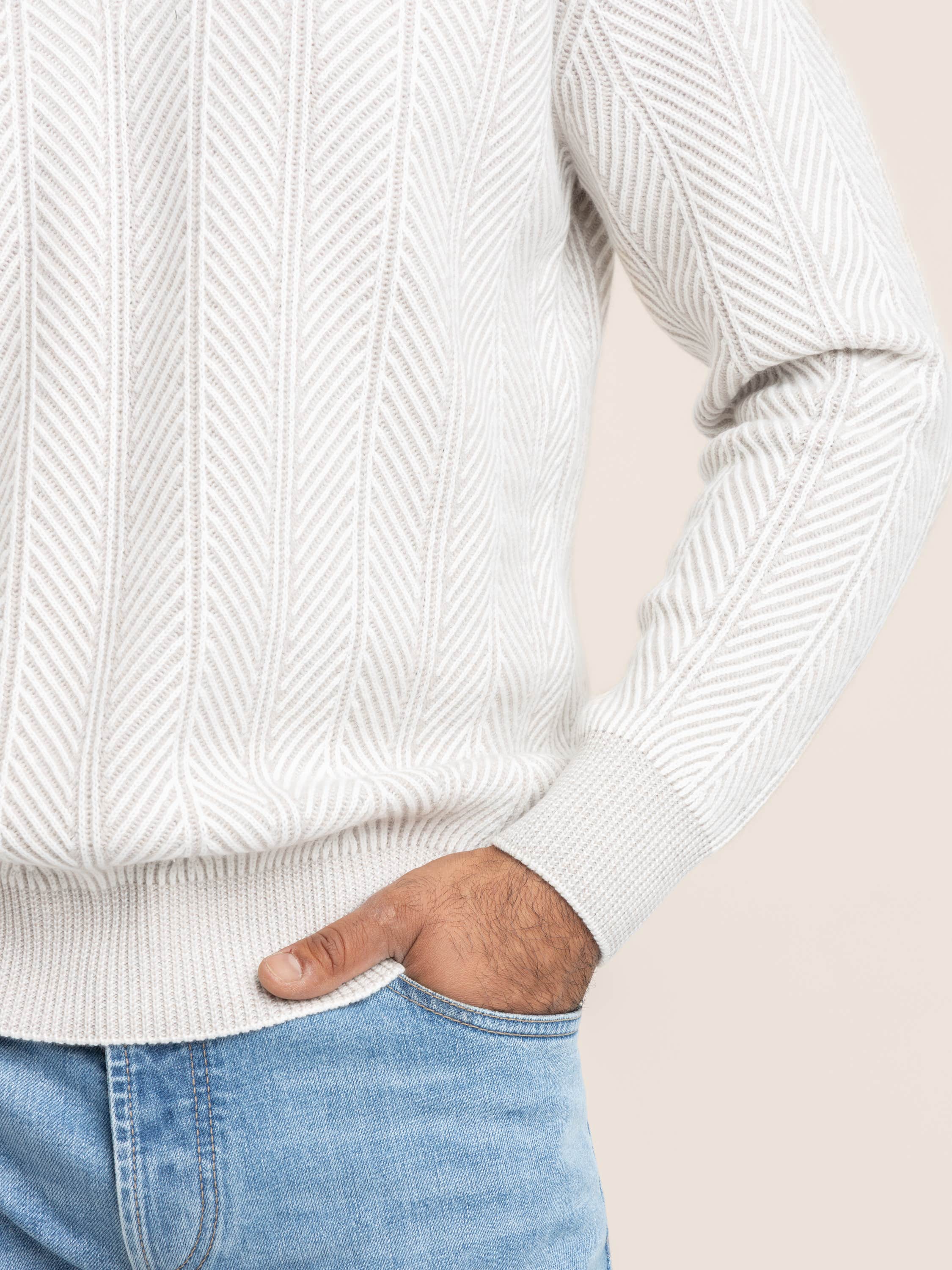 Cashmere Vanise Half Zip Chevron Sweater