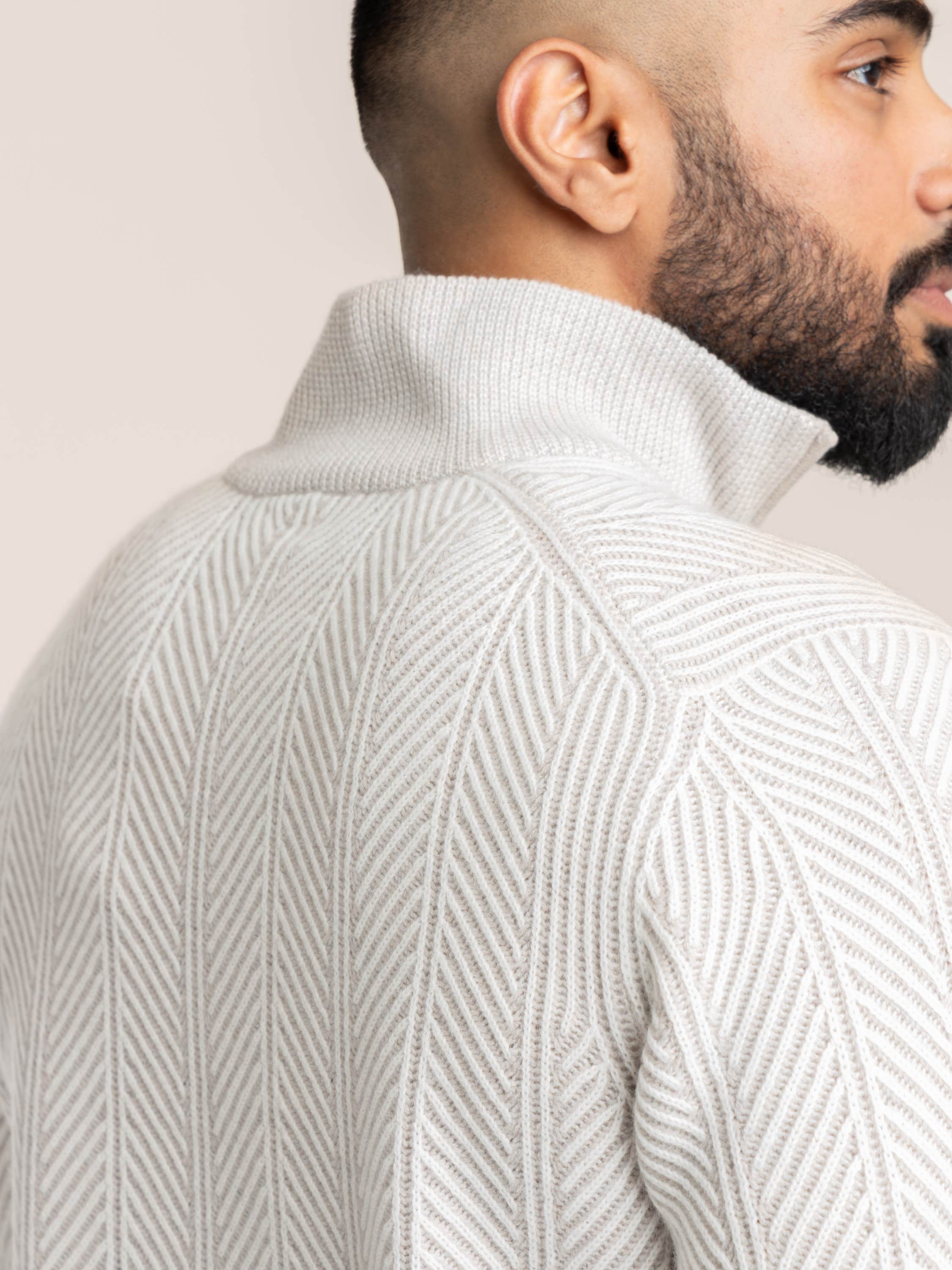 Cashmere Vanise Half Zip Chevron Sweater