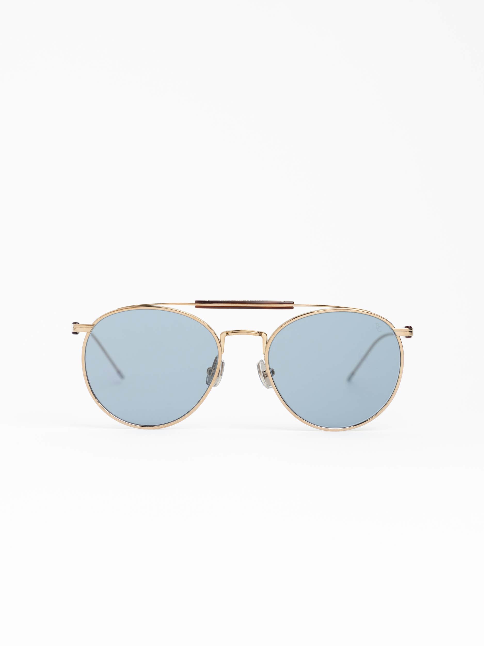 Gold Frame Sunglasses With Blue Lens