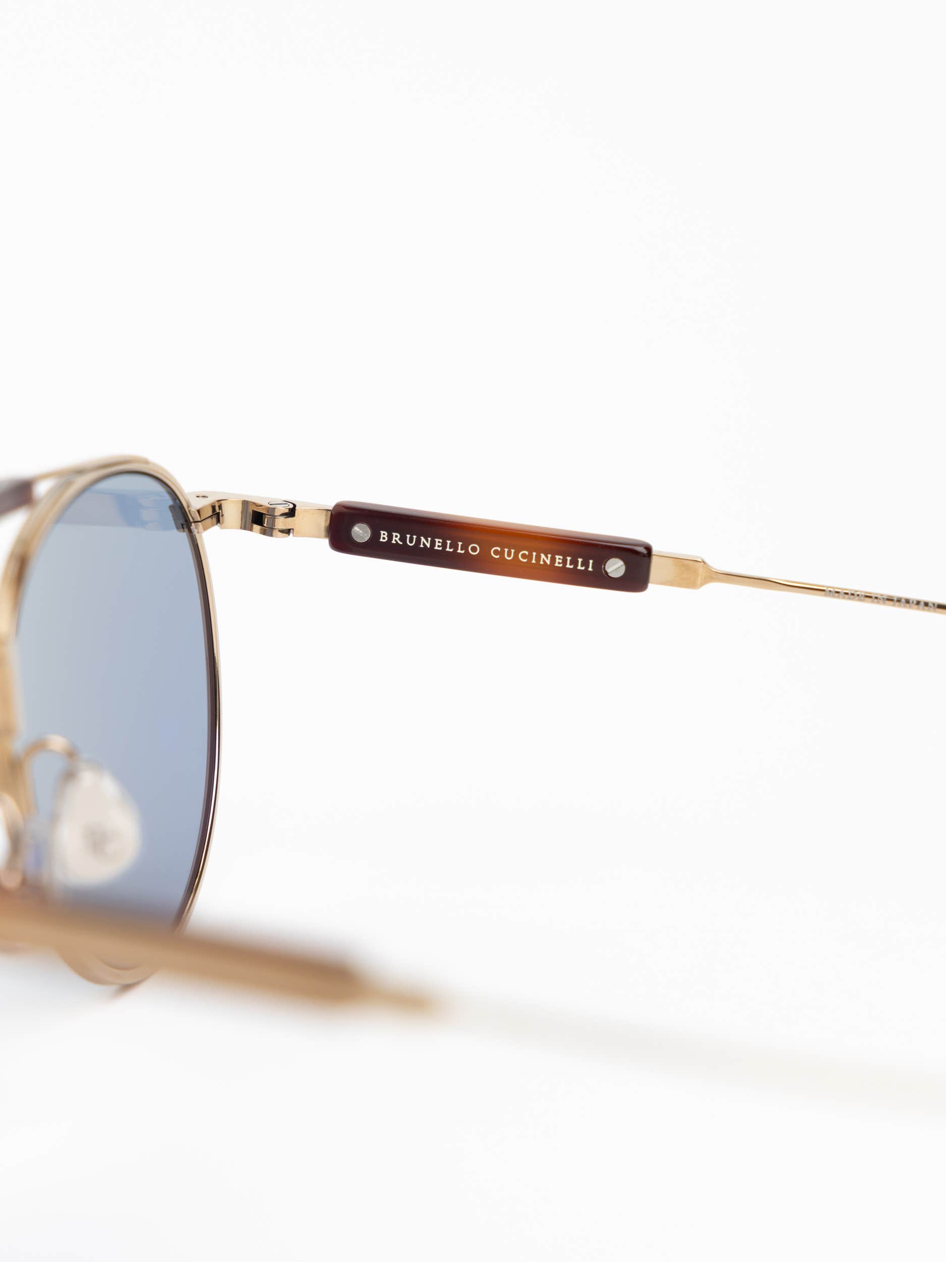 Gold Frame Sunglasses With Blue Lens