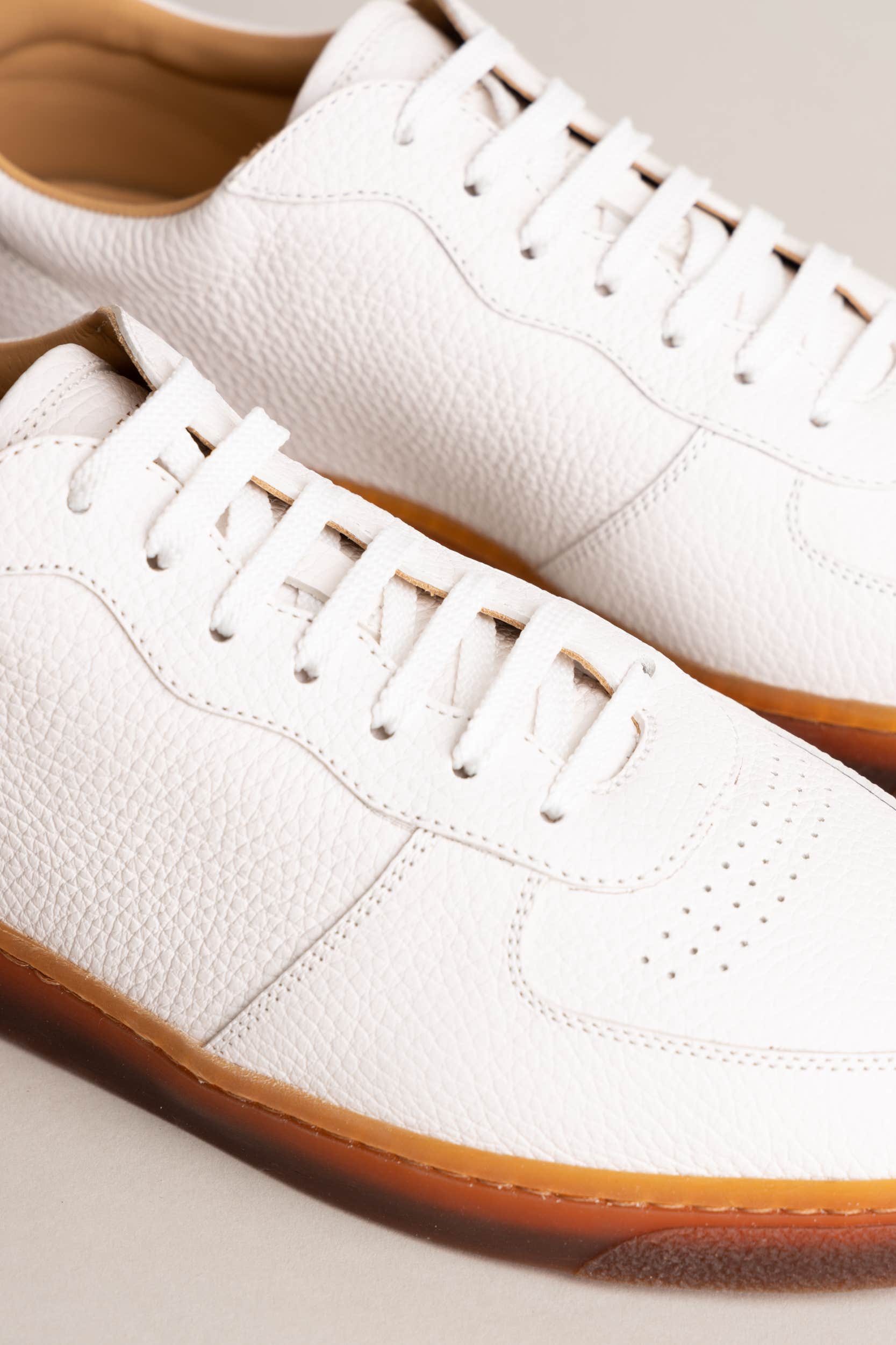 Grained Calfskin Sneakers with Natural Rubber Soles