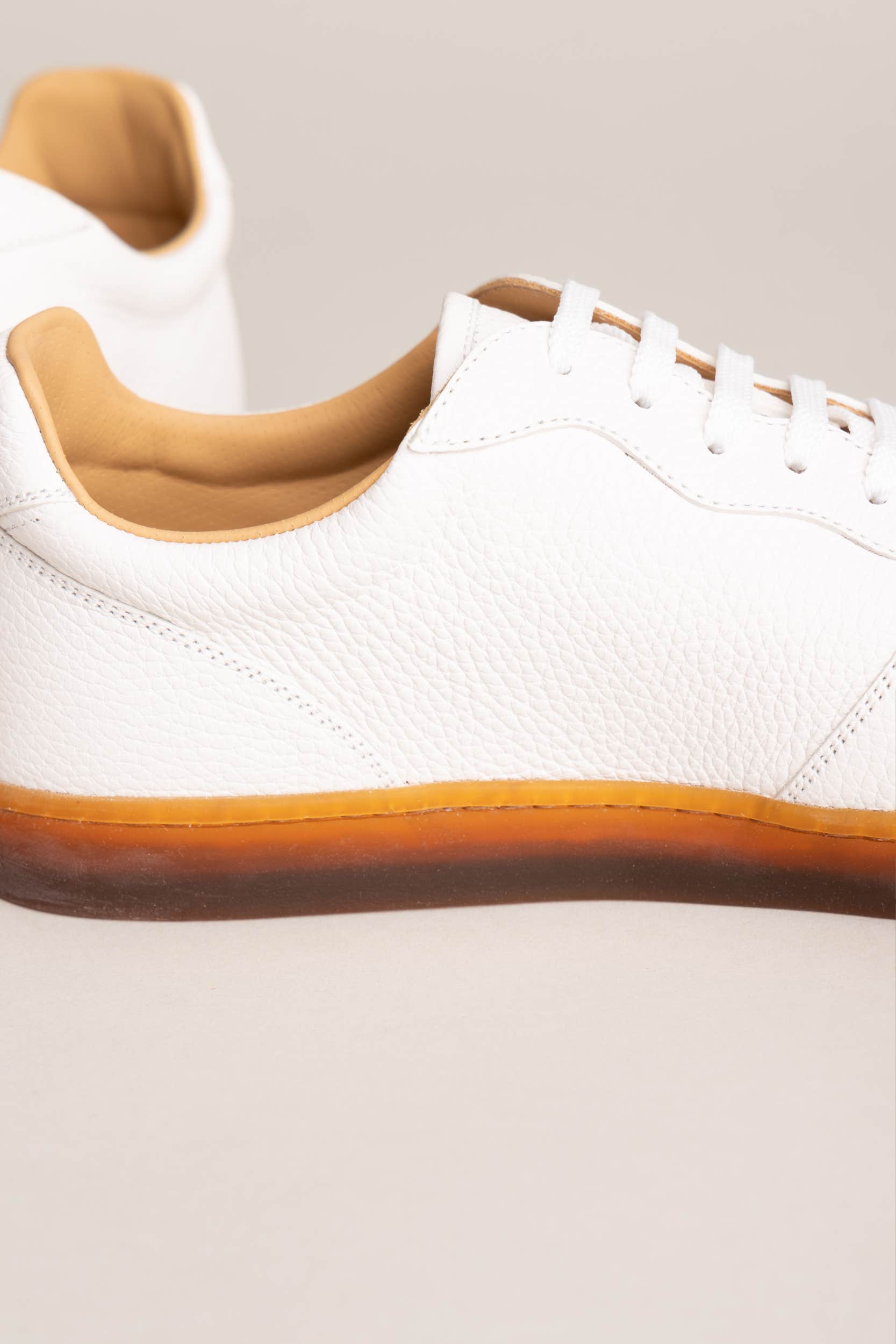 Grained Calfskin Sneakers with Natural Rubber Soles