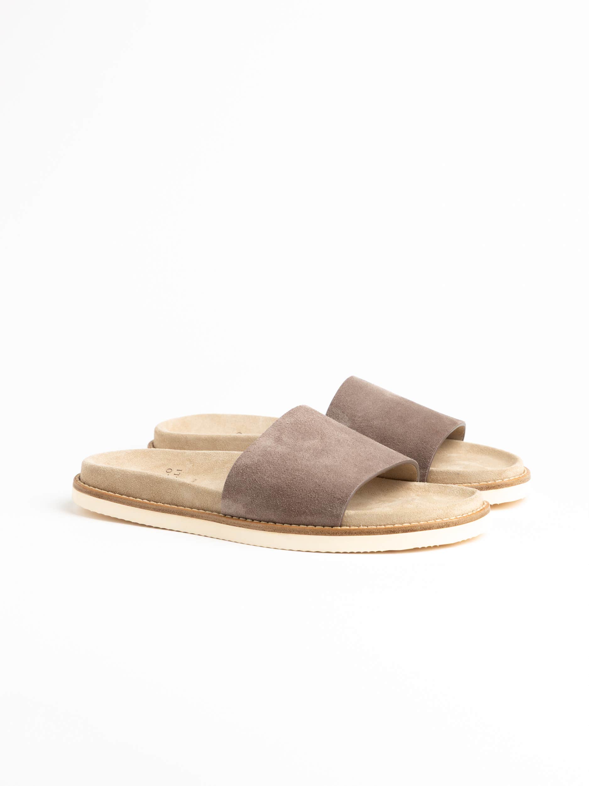 Grey Single-Strap Suede Slides