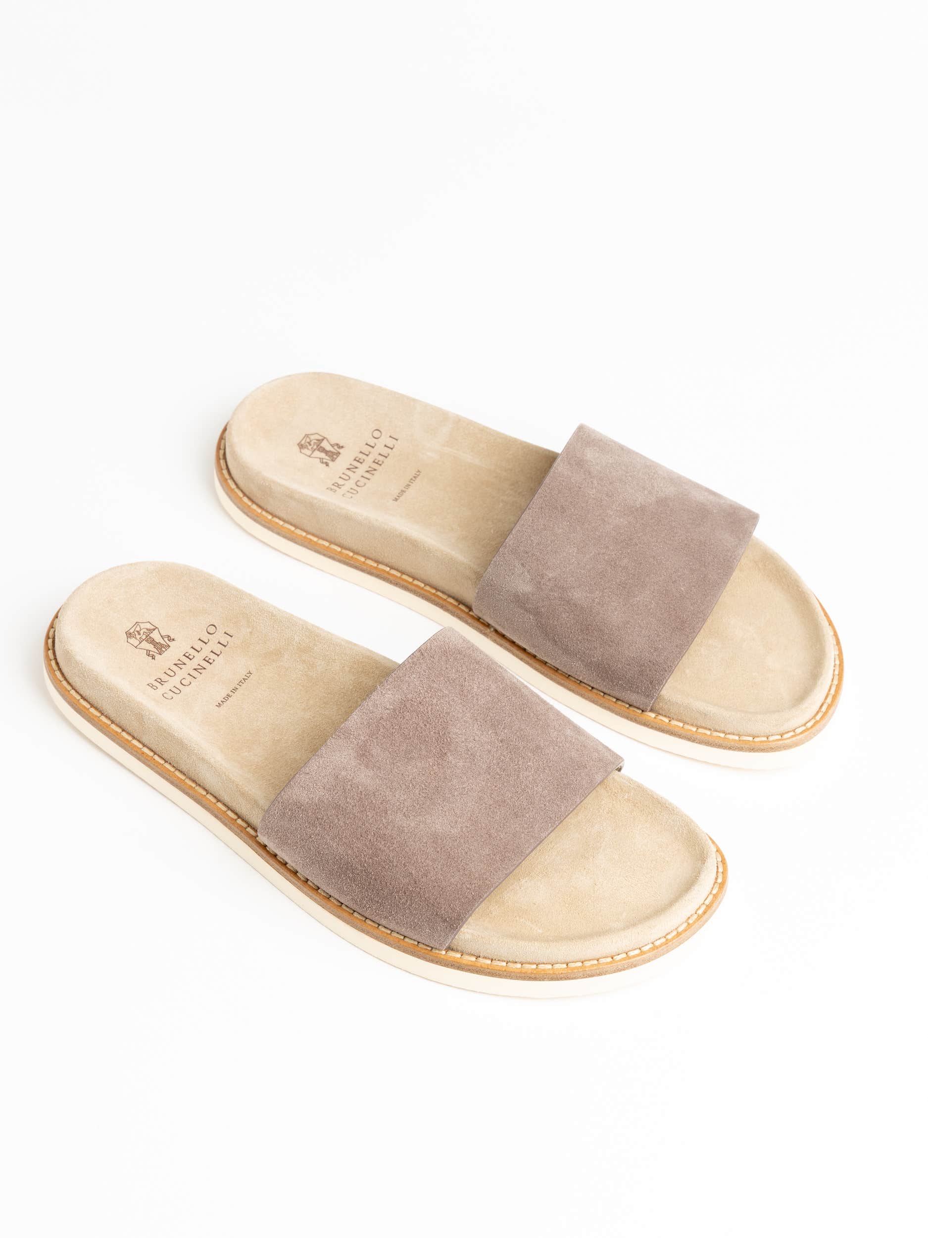 Grey Single-Strap Suede Slides