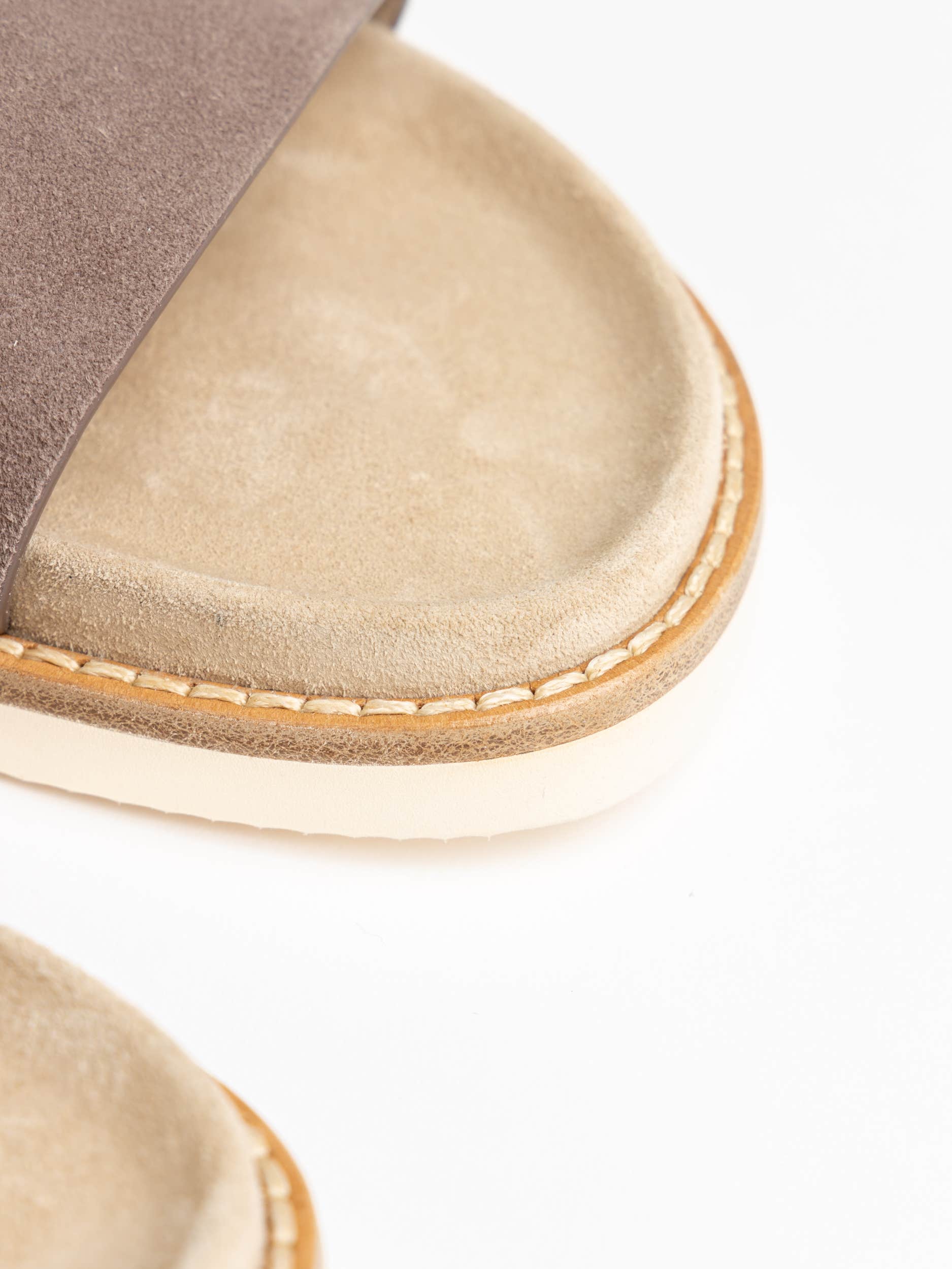 Grey Single-Strap Suede Slides