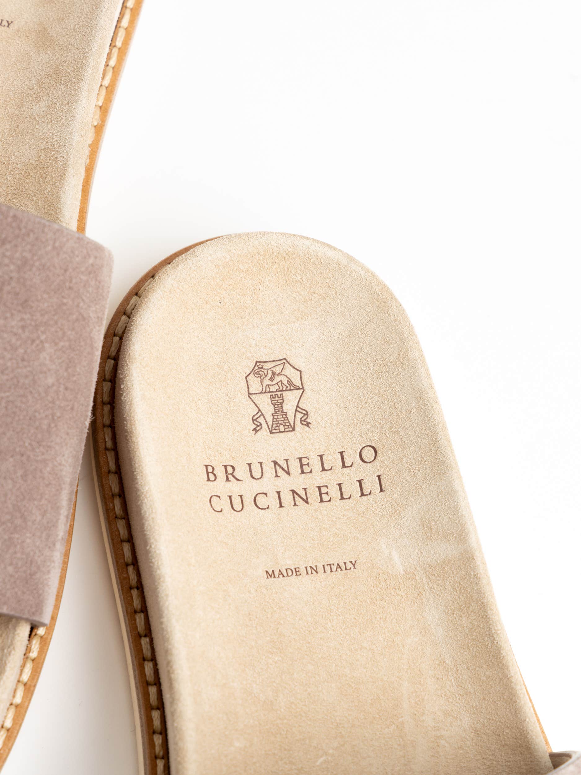 Grey Single-Strap Suede Slides