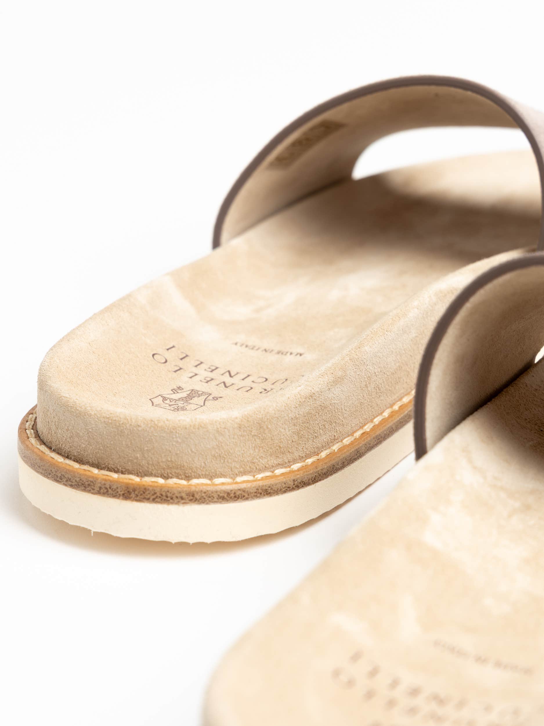 Grey Single-Strap Suede Slides