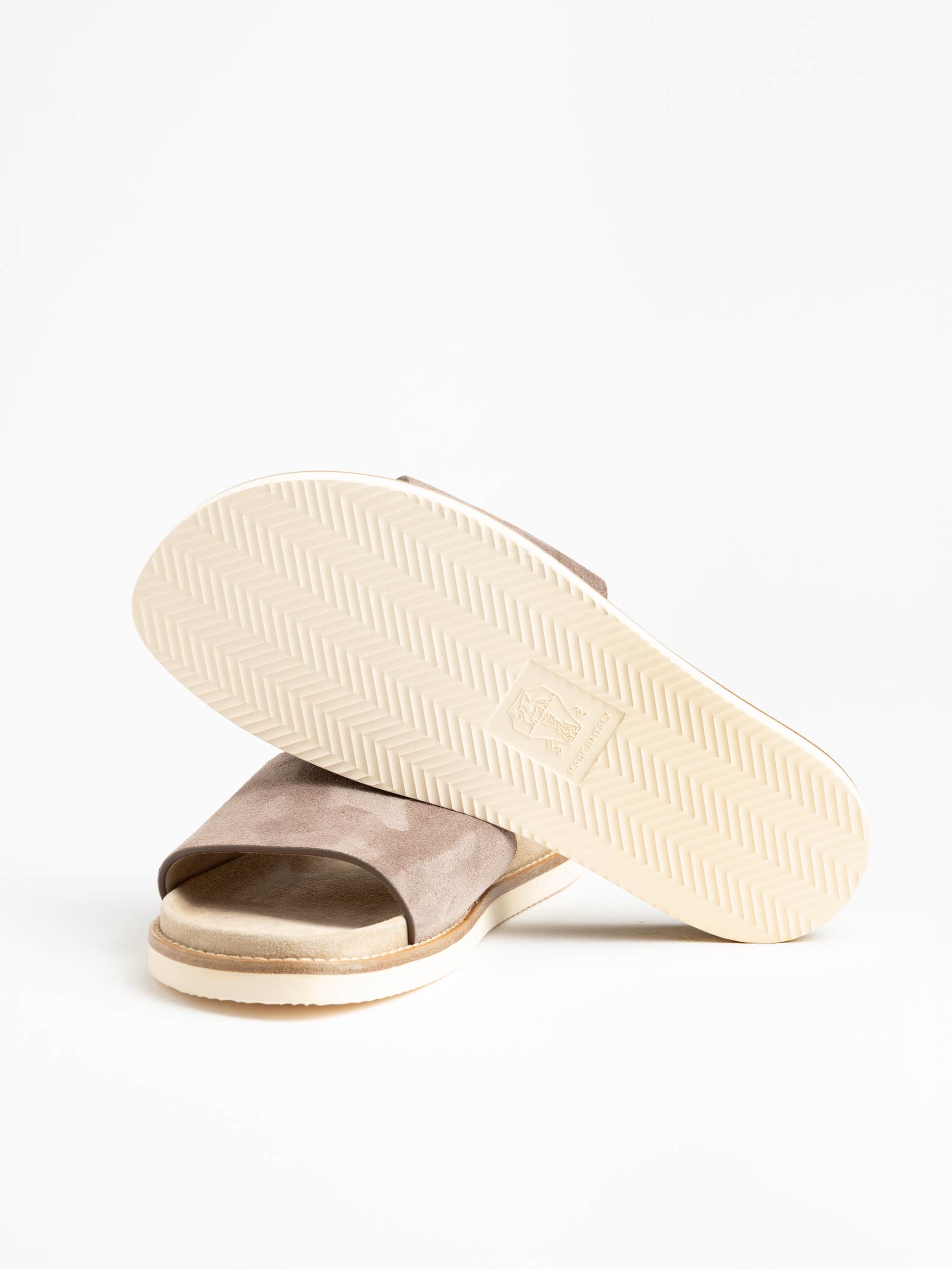 Grey Single-Strap Suede Slides