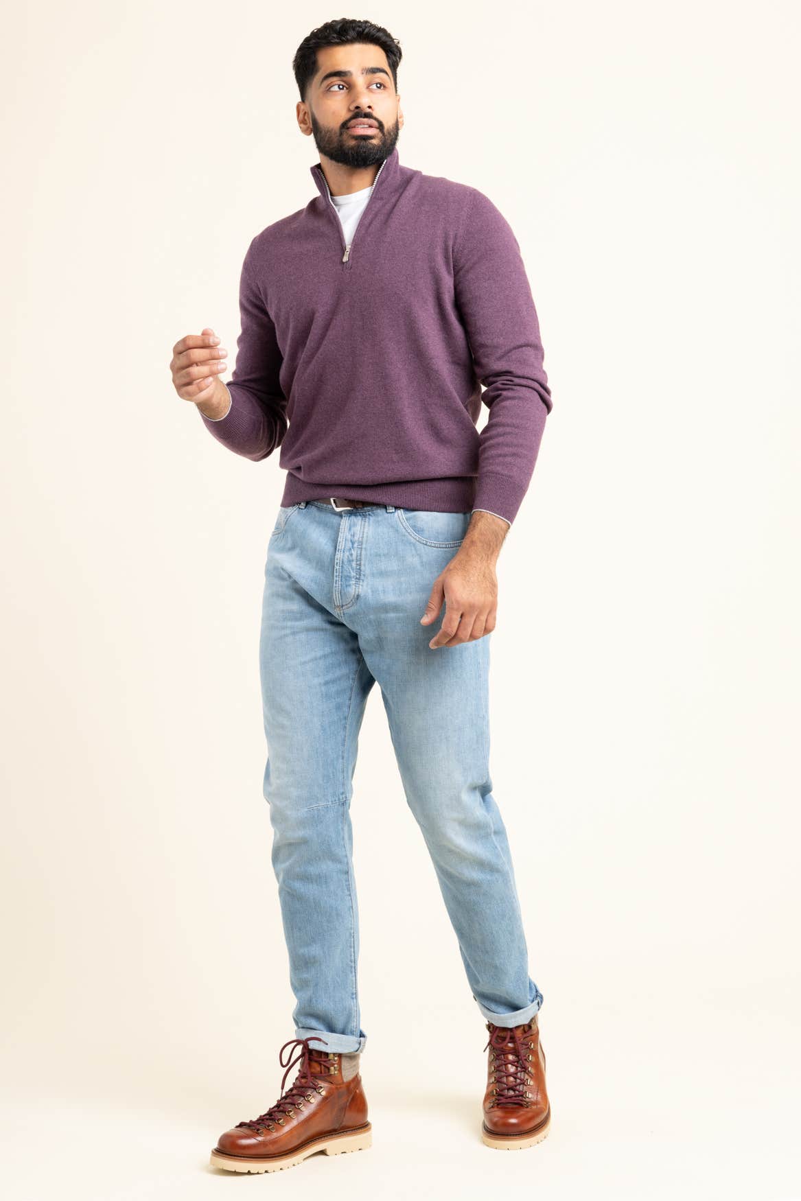 Purple Cashmere Quarter Zip