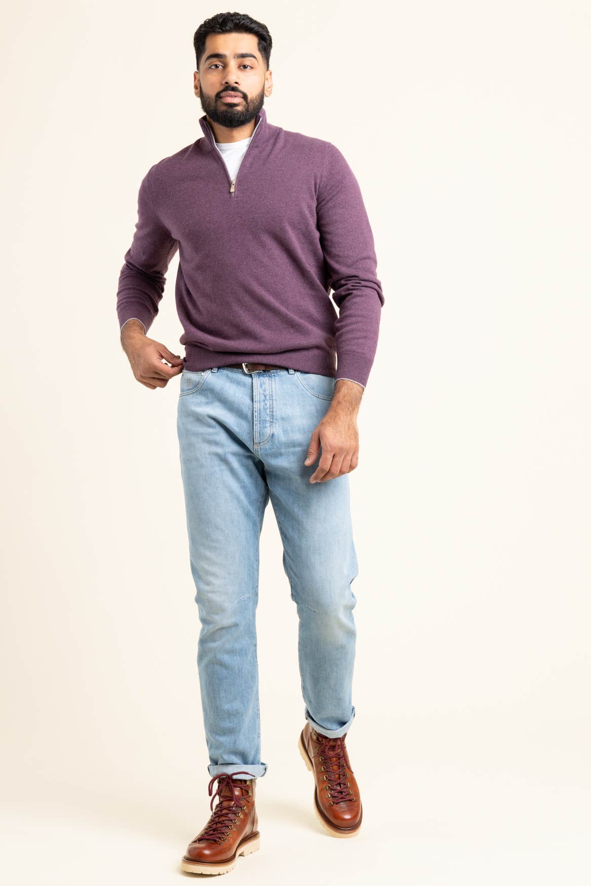 Purple Cashmere Quarter Zip