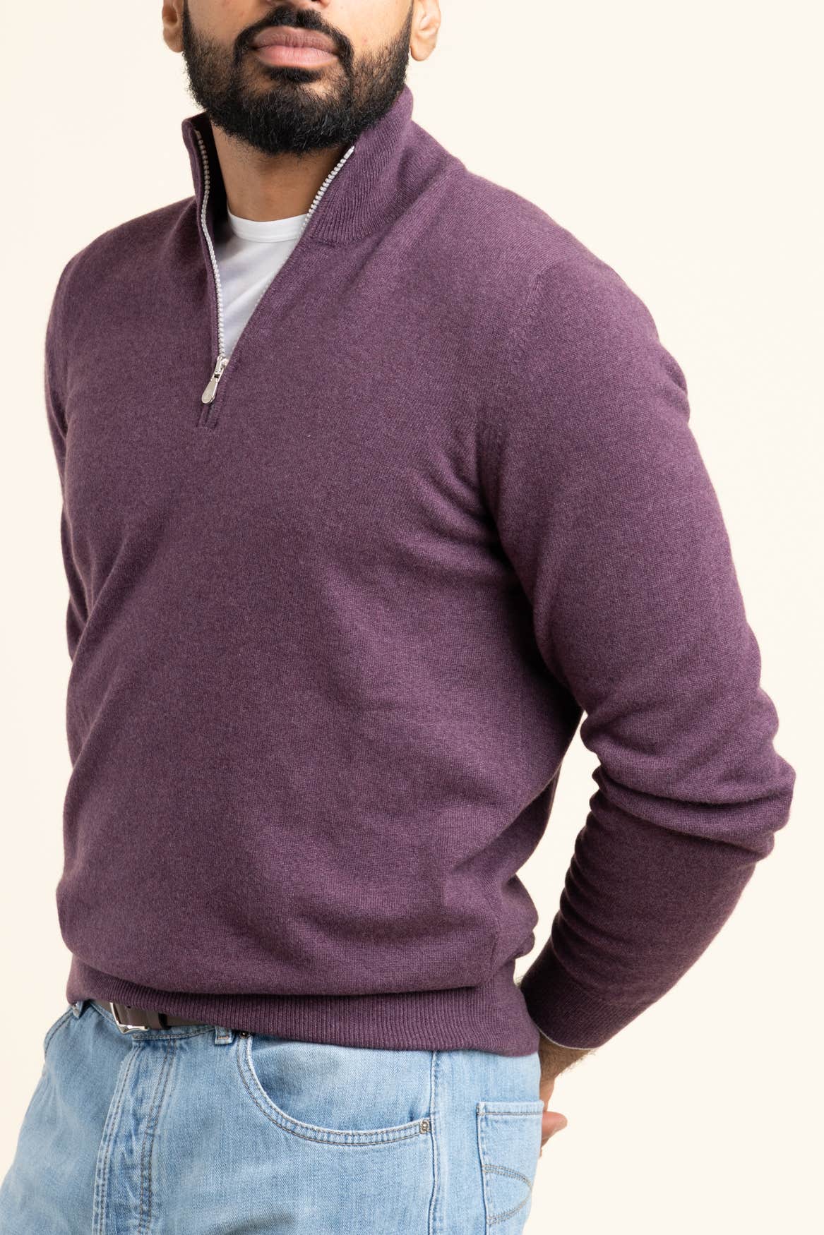 Purple Cashmere Quarter Zip