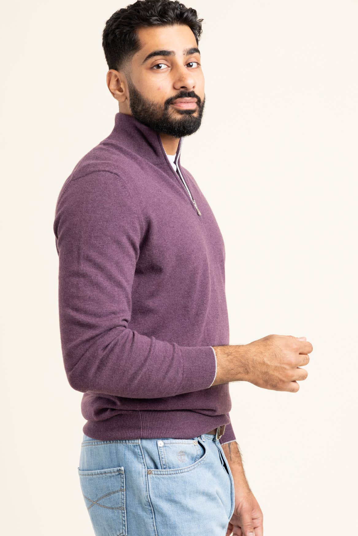 Purple Cashmere Quarter Zip