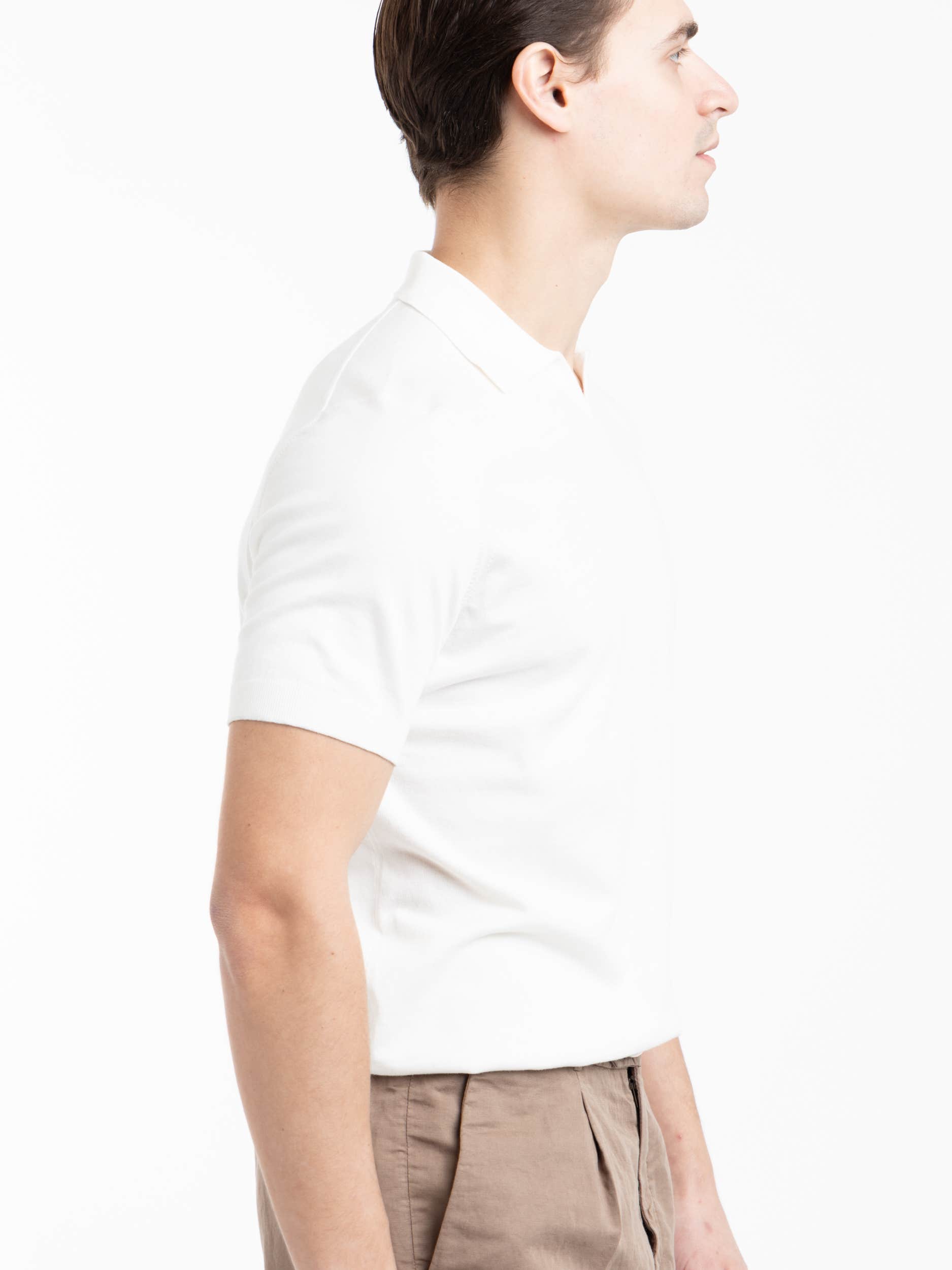 White Contrasting-Trim Cotton Polo Shirt