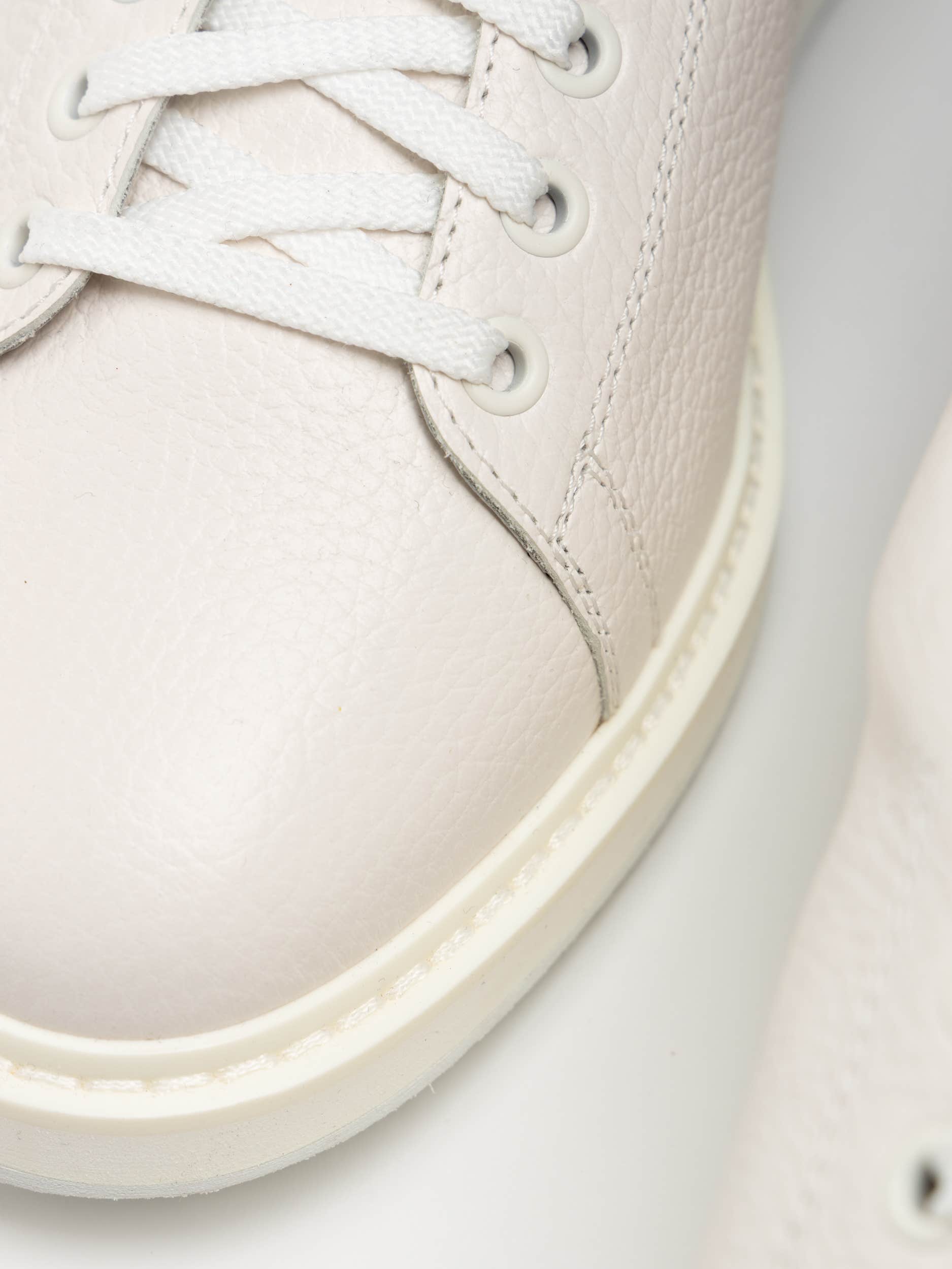 White Grained Calfskin Sneakers