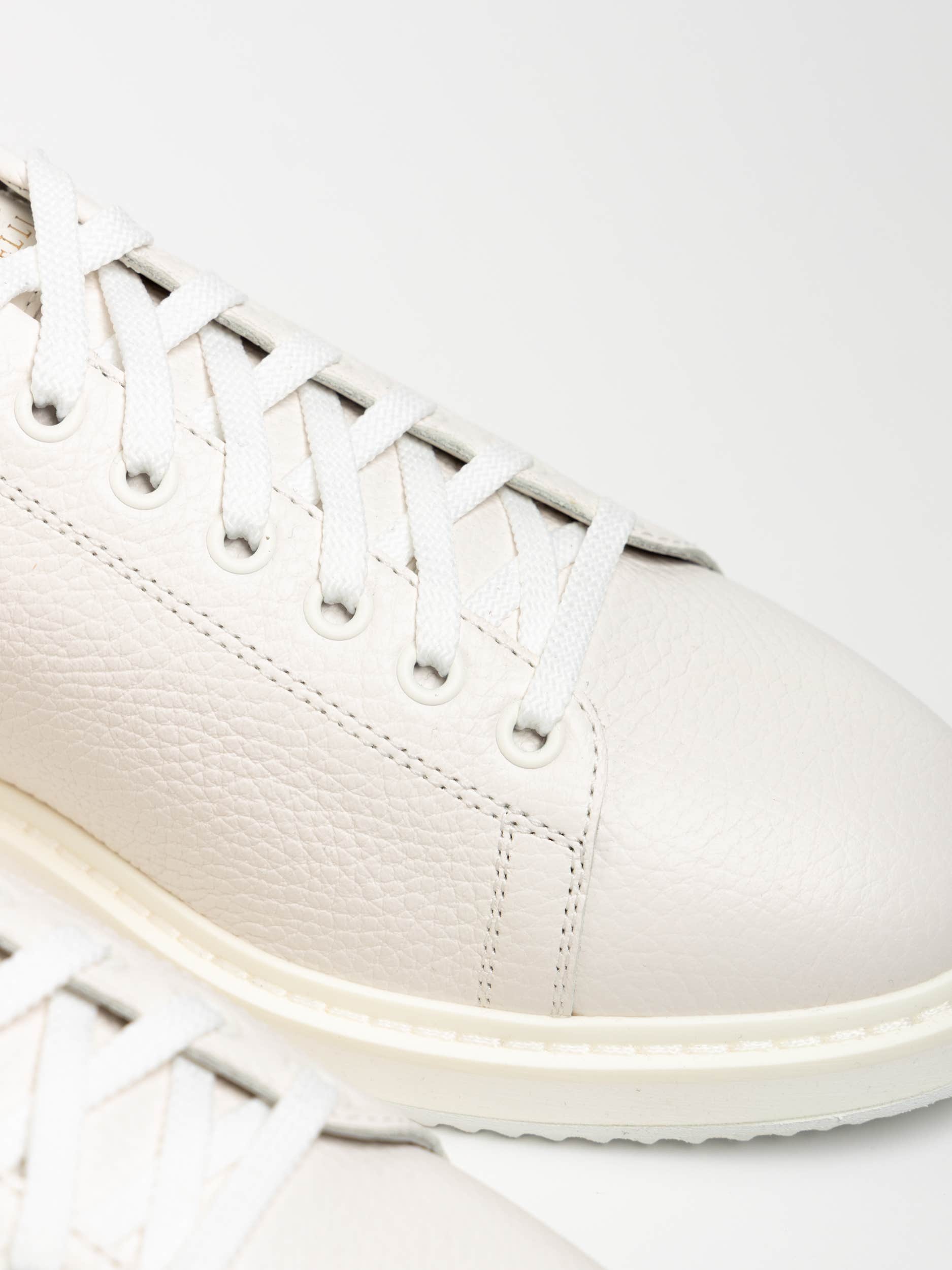 White Grained Calfskin Sneakers